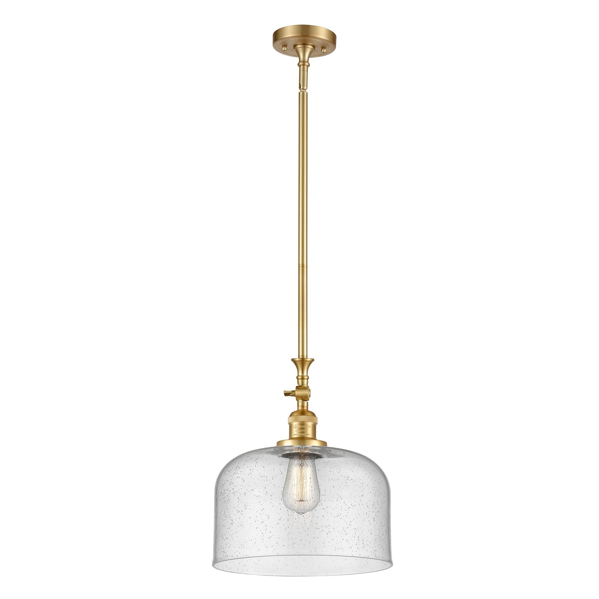 Shown in Satin Gold finish and Seedy X-Large Bell glass