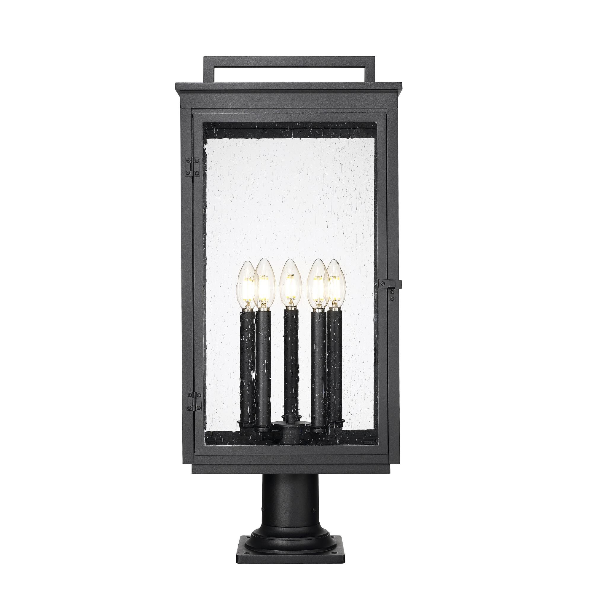 Shown in Sand Black finish and Clear Seedy glass and Clear Seedy shade