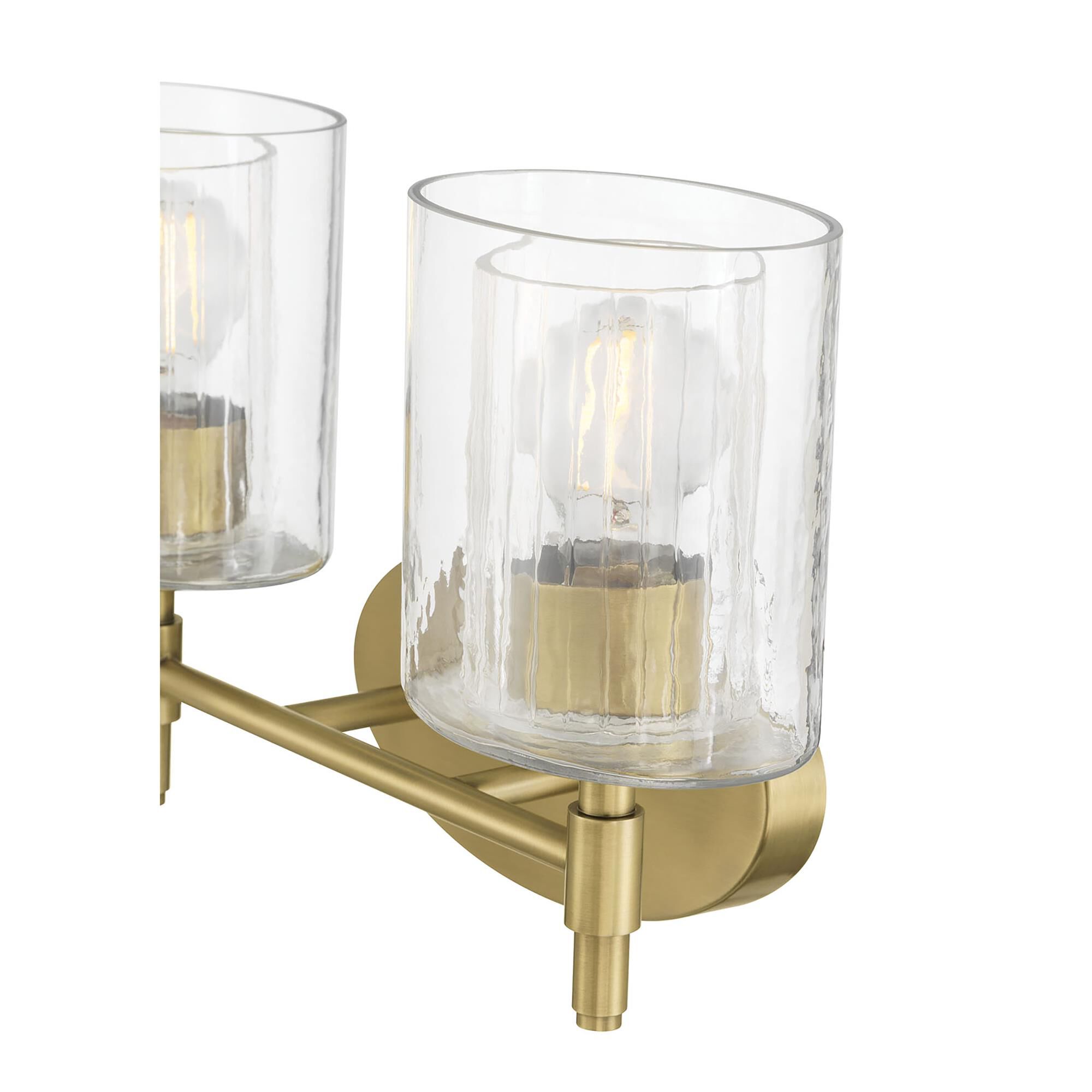 Shown in Vintage Brass finish and Clear Ribbed and Clear Vintage glass