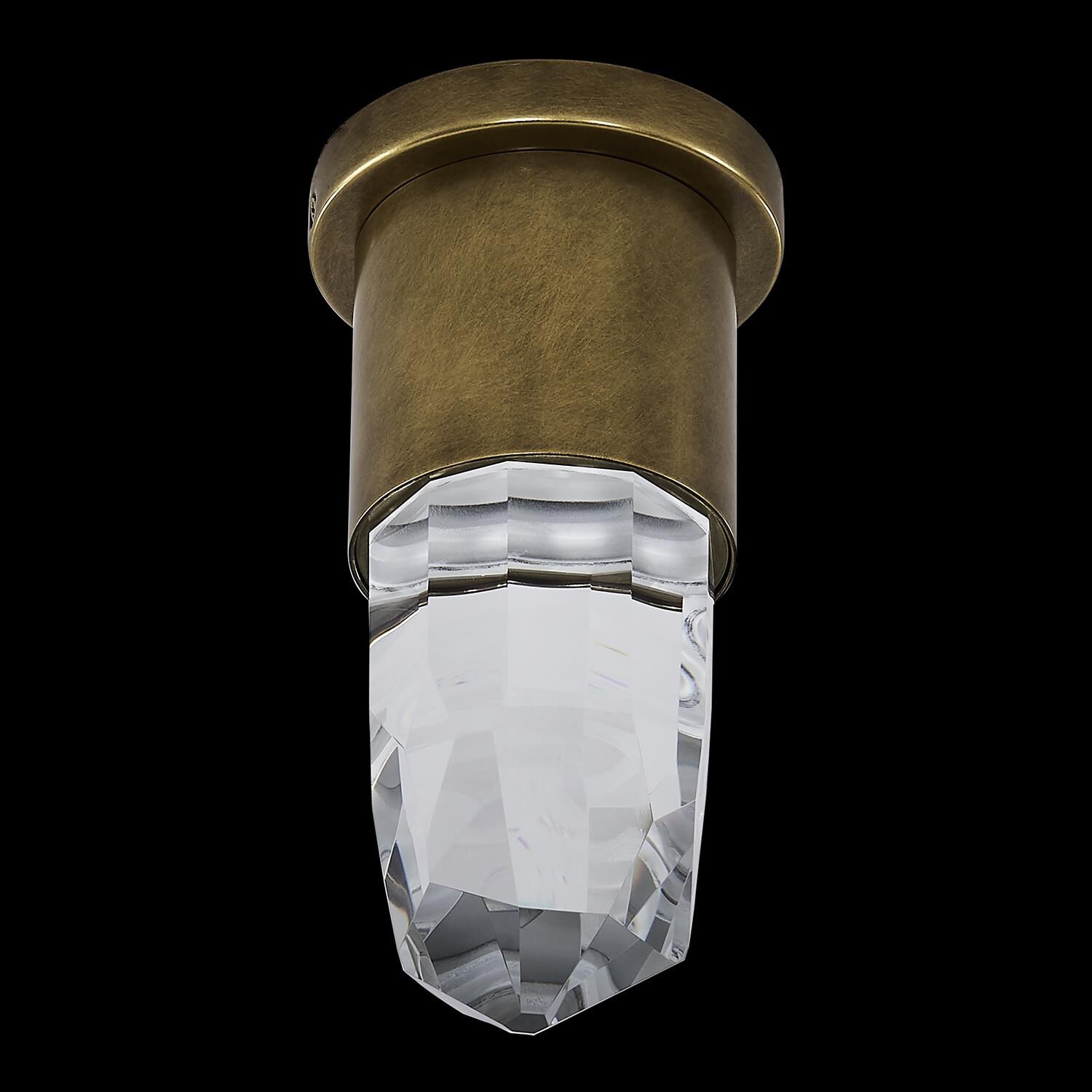 Shown in True Brass finish and Clear crystal