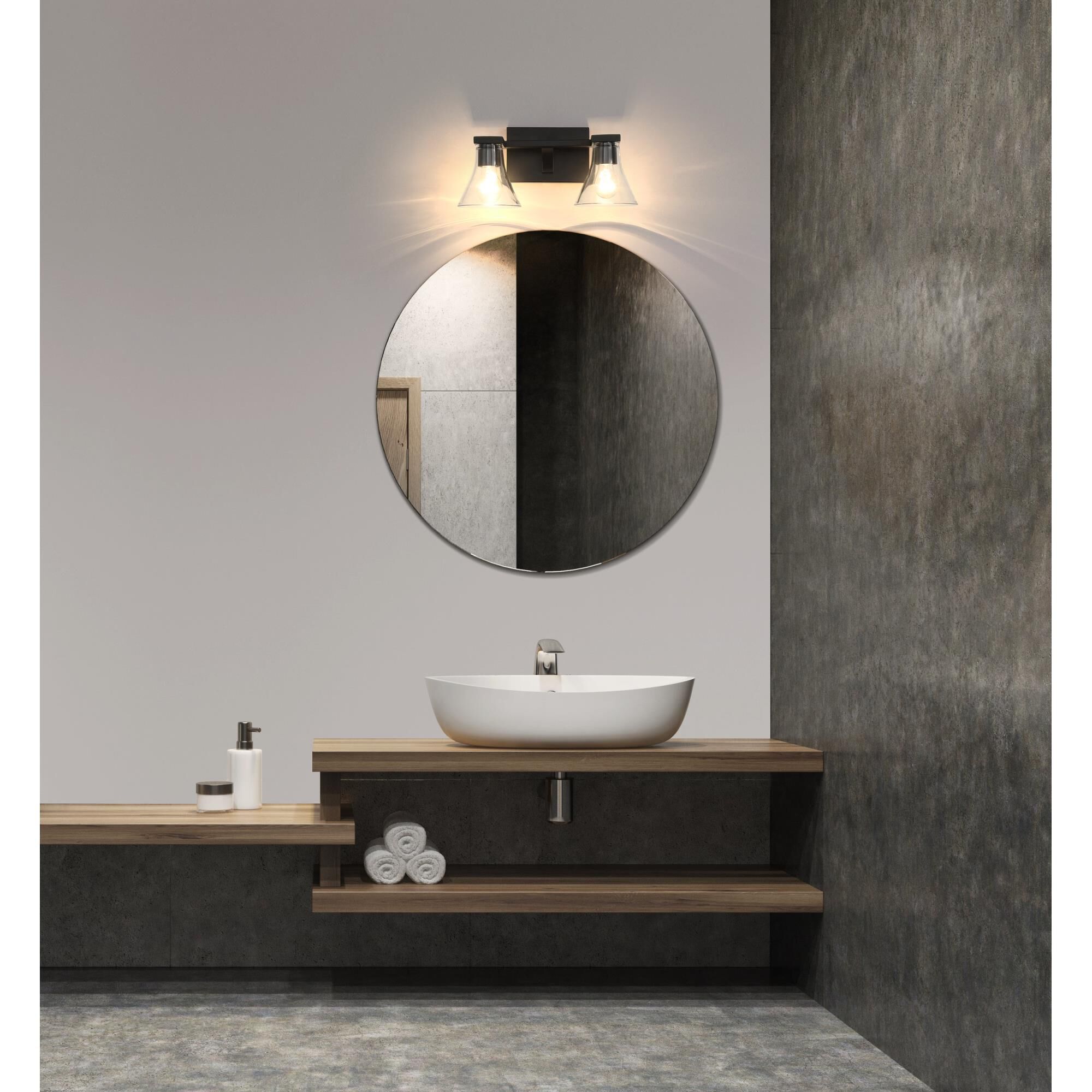 Shown in Matte Black finish and Clear glass
