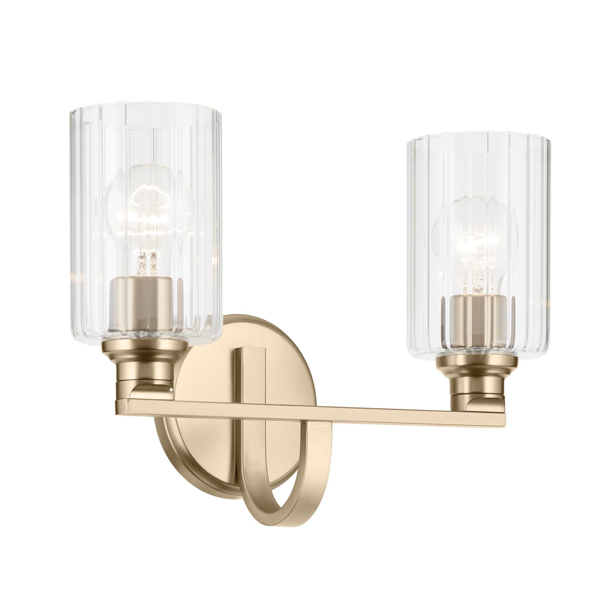 Shown in Champagne Bronze finish and Clear Fluted glass