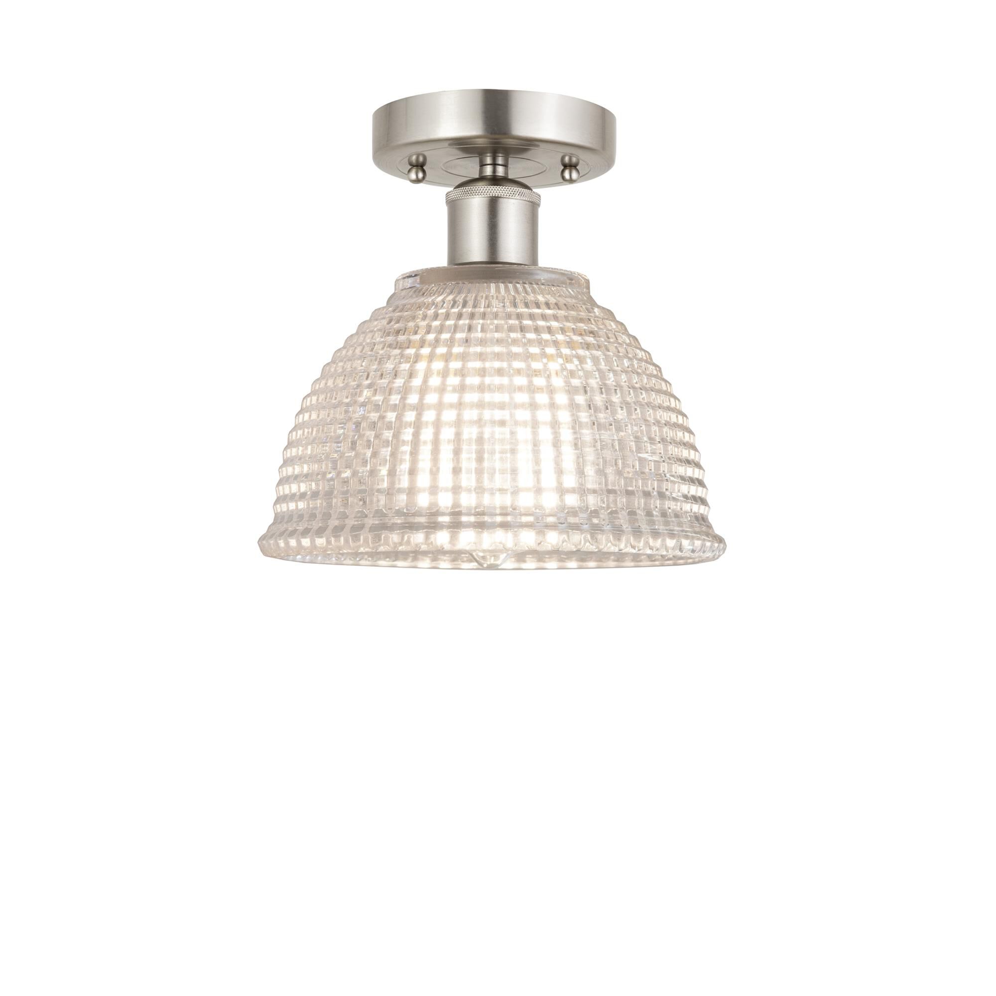 Shown in Brushed Satin Nickel, Clear finish and Clear glass and Clear Glass shade