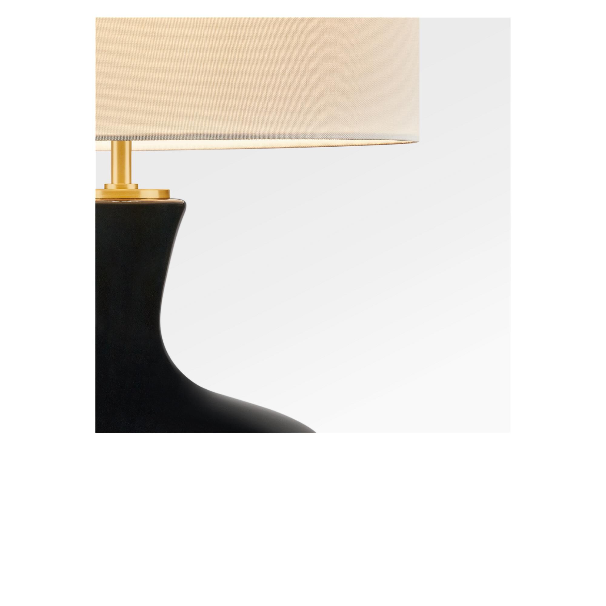 Shown in Black Ceramic finish and White Linen Fabric shade