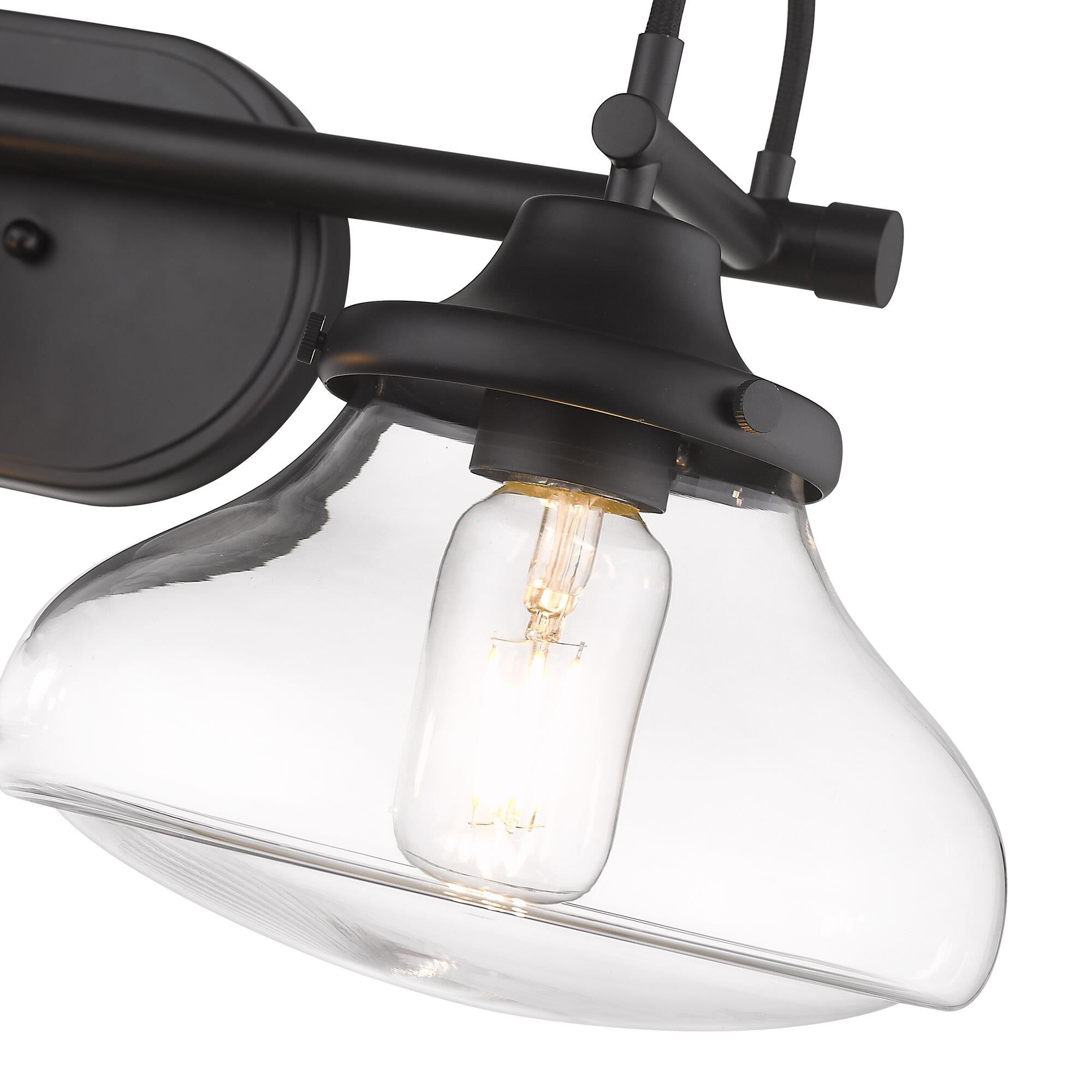 Shown in Matte Black finish and Clear glass