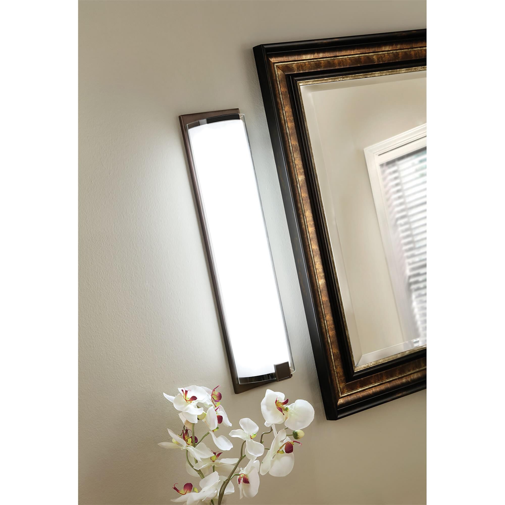 Shown in Oil-Rubbed Bronze finish and White Acrylic shade