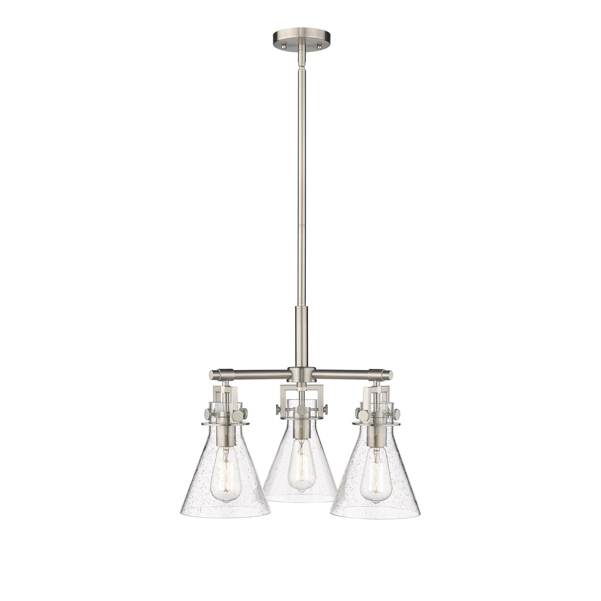 Shown in Satin Nickel finish and Seedy glass