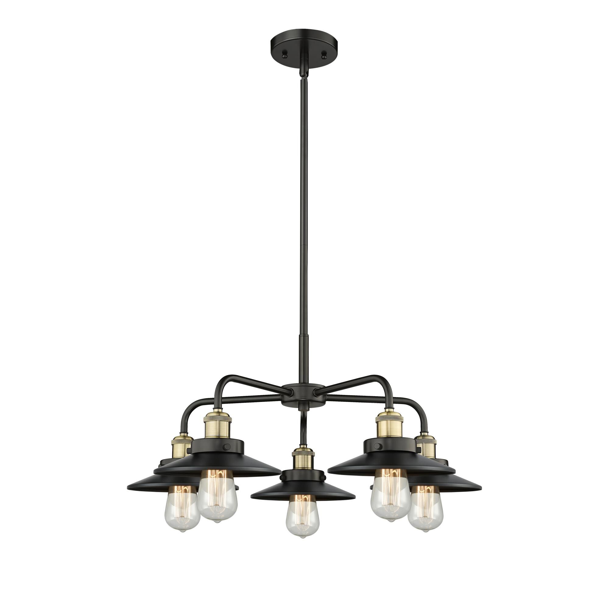 Shown in Black Antique Brass finish and Matte Black shade