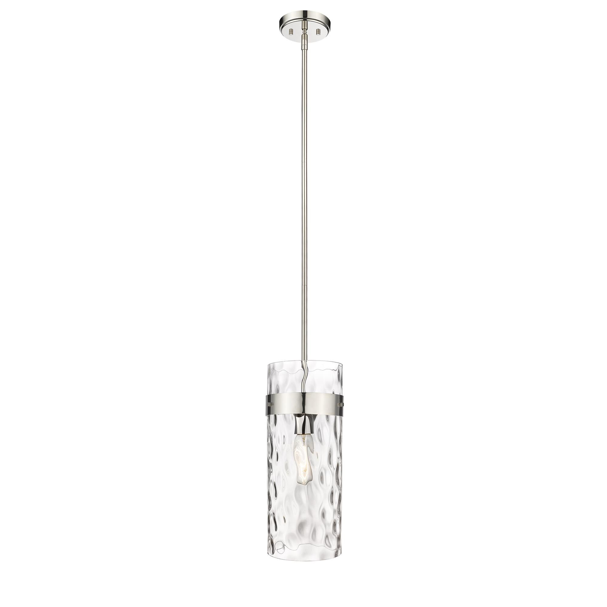 Shown in Polished Nickel finish and Glass shade