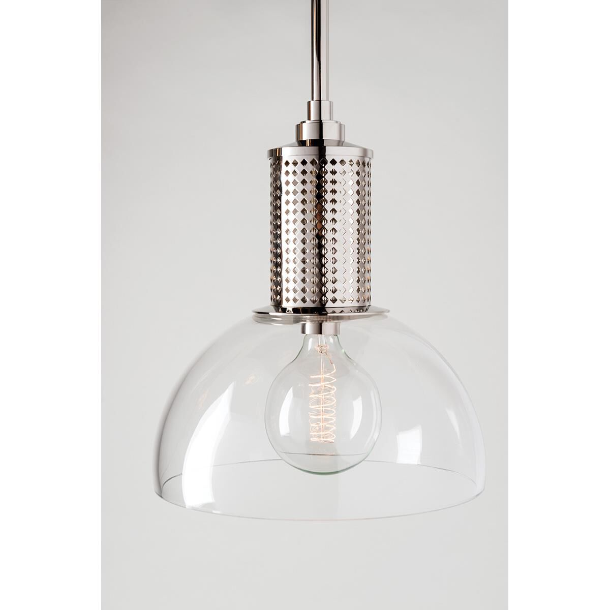 Shown in Polished Nickel finish and Clear glass