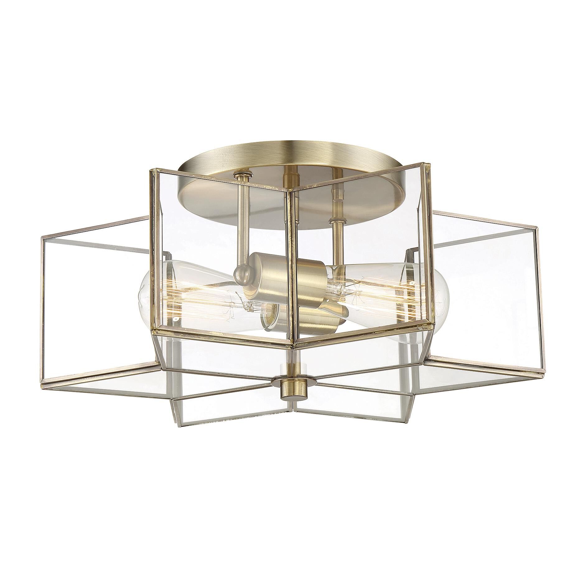 Shown in Natural Brass finish and Clear glass