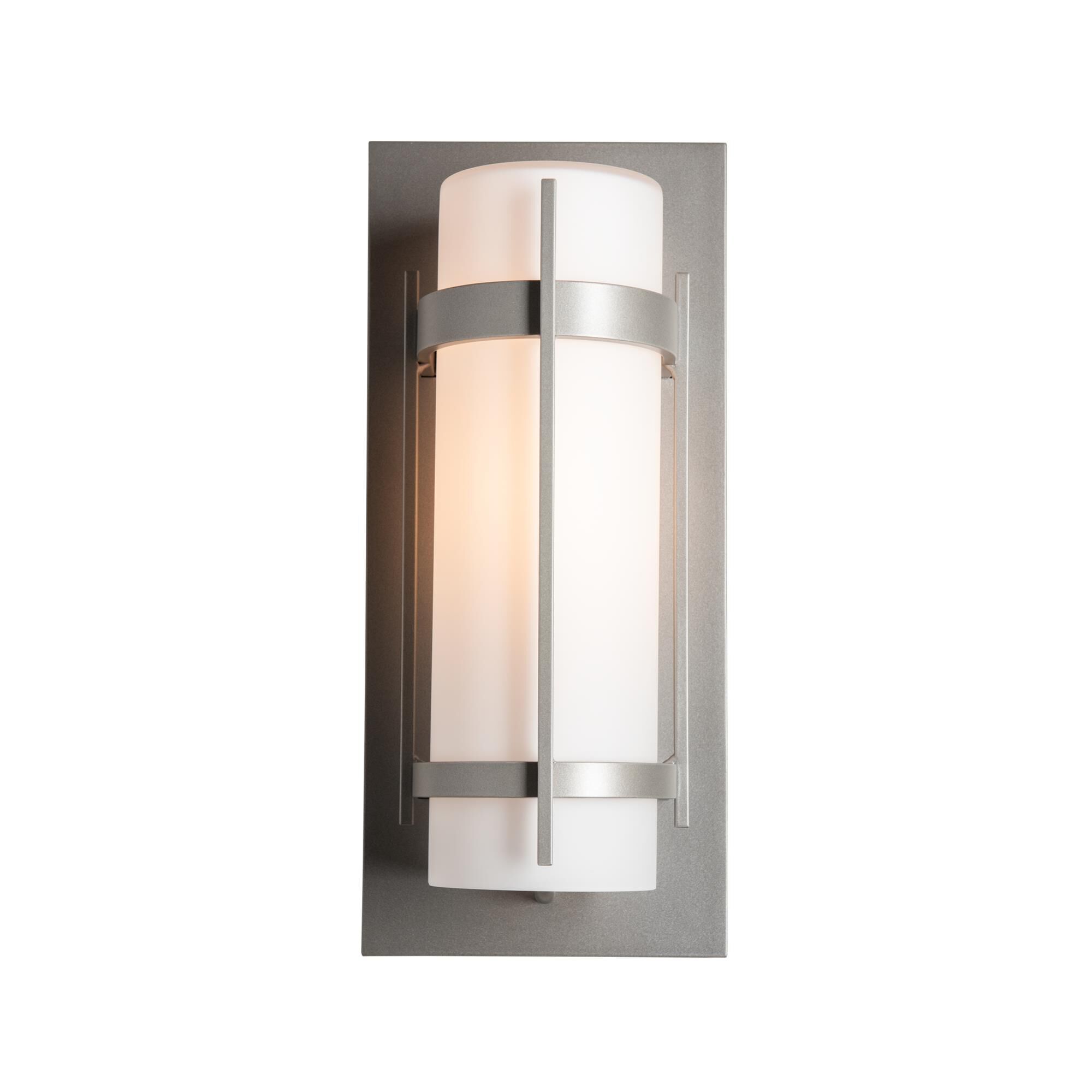 Shown in Coastal Burnished Steel finish and Opal  glass