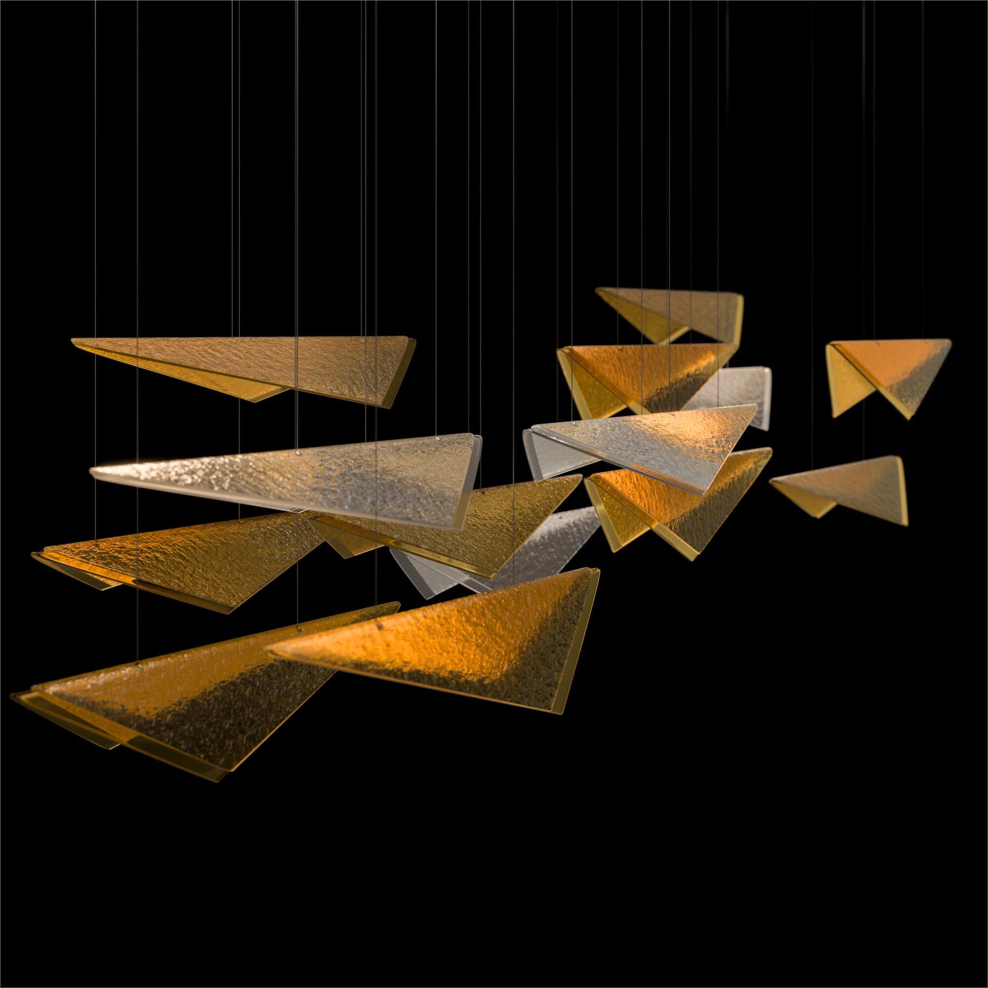 Shown in Silver finish and Amber Hammered glass
