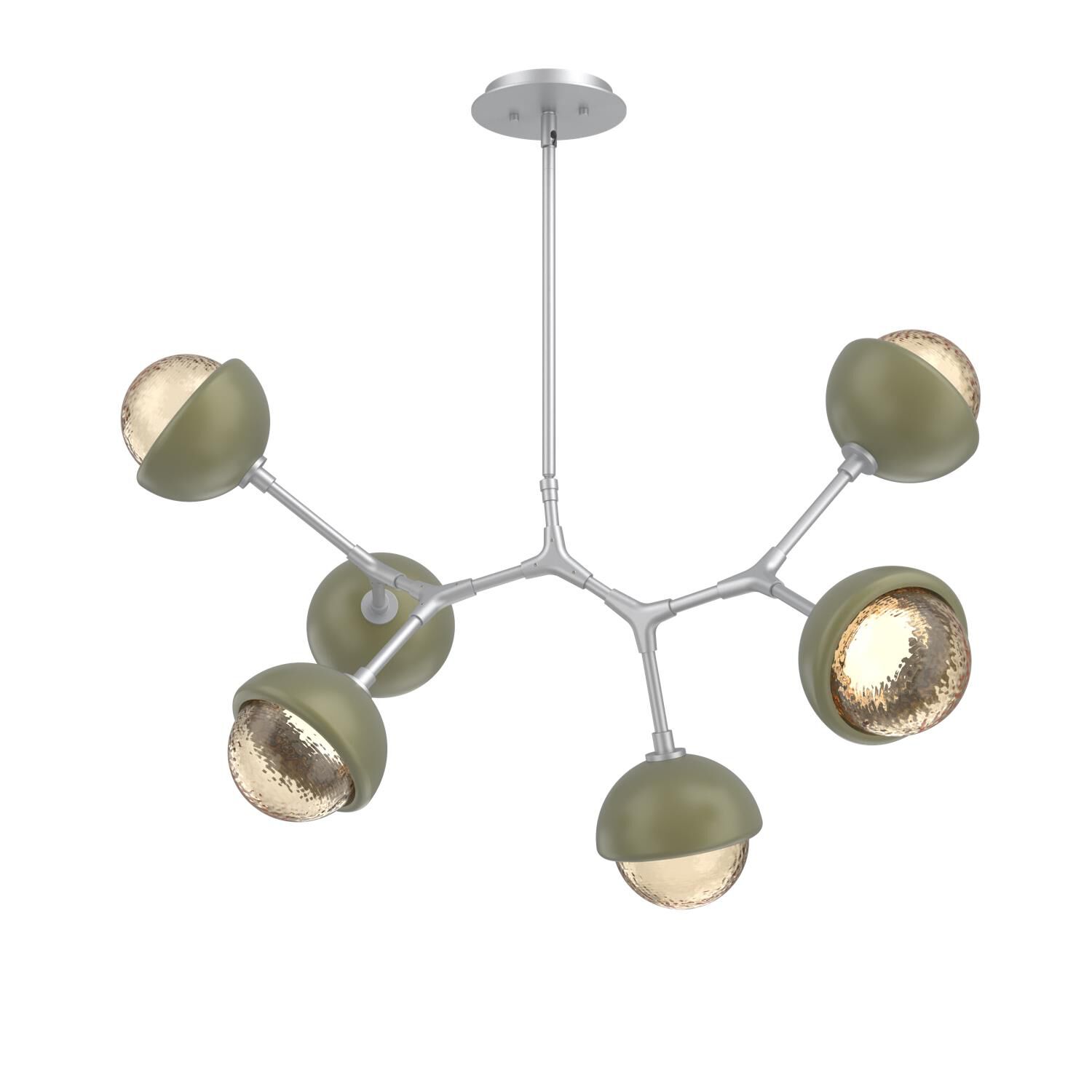 Shown in Classic Silver finish and Amber glass and Sage Green accent