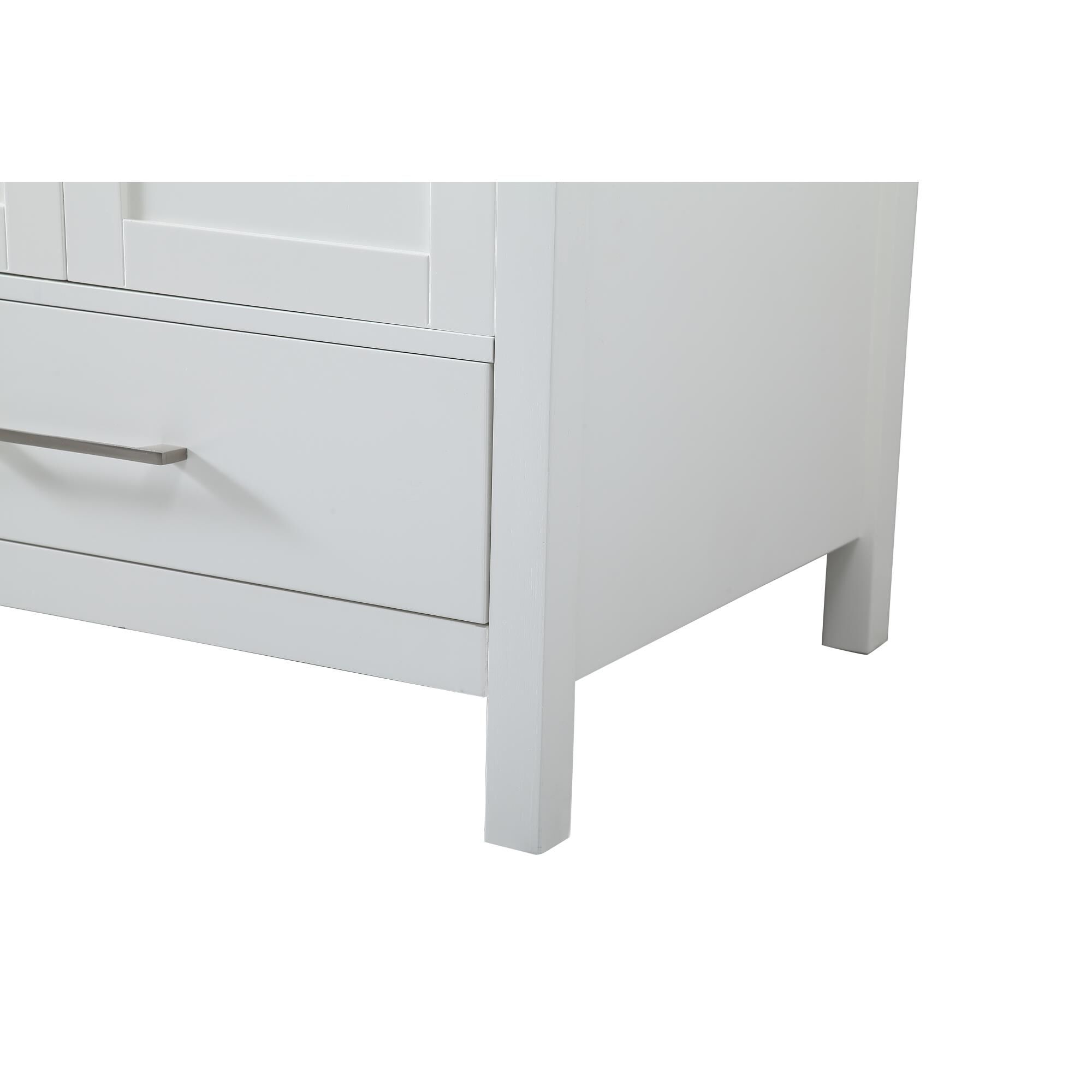 Shown in White And Brushed Nickel With Carrara White Marble finish