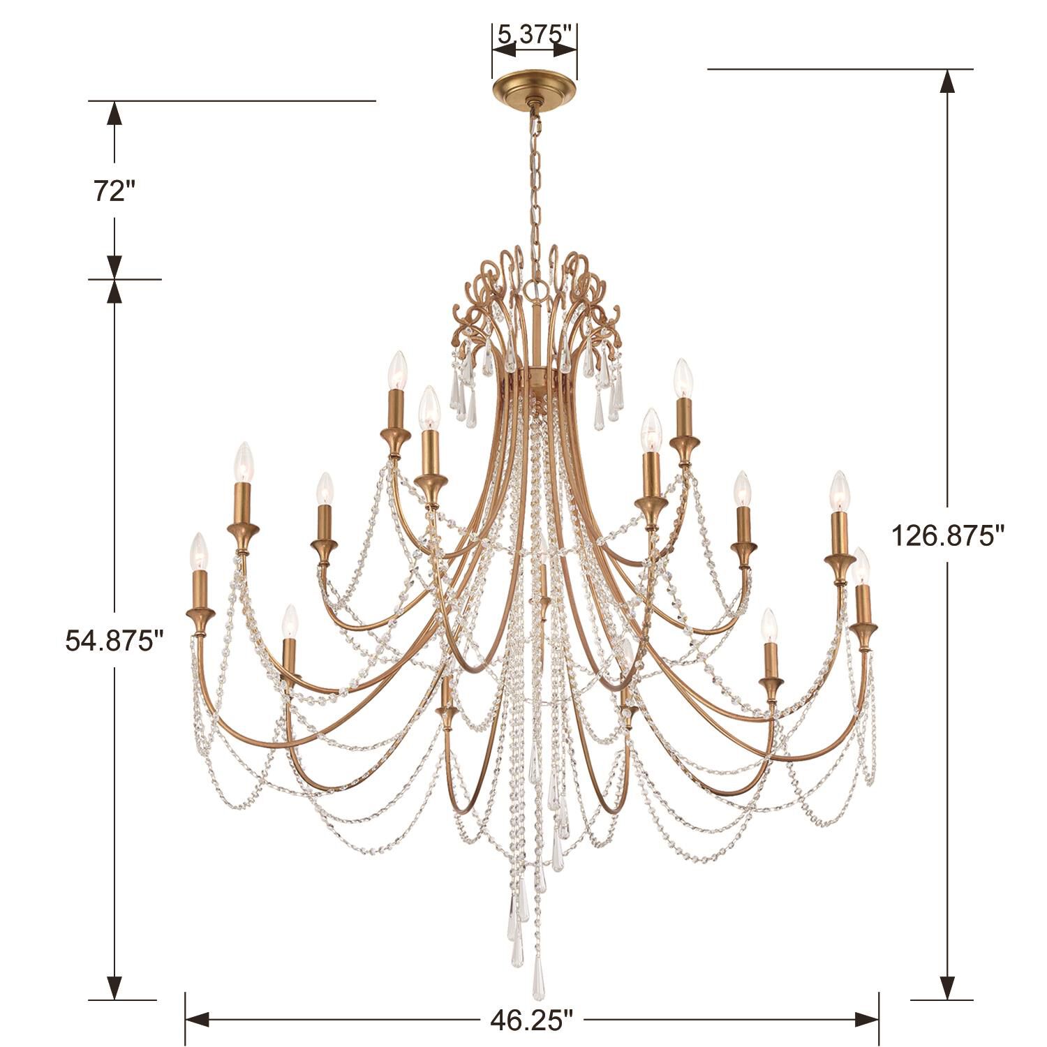 Arcadia 46 Inch 15 Light Chandelier by Crystorama