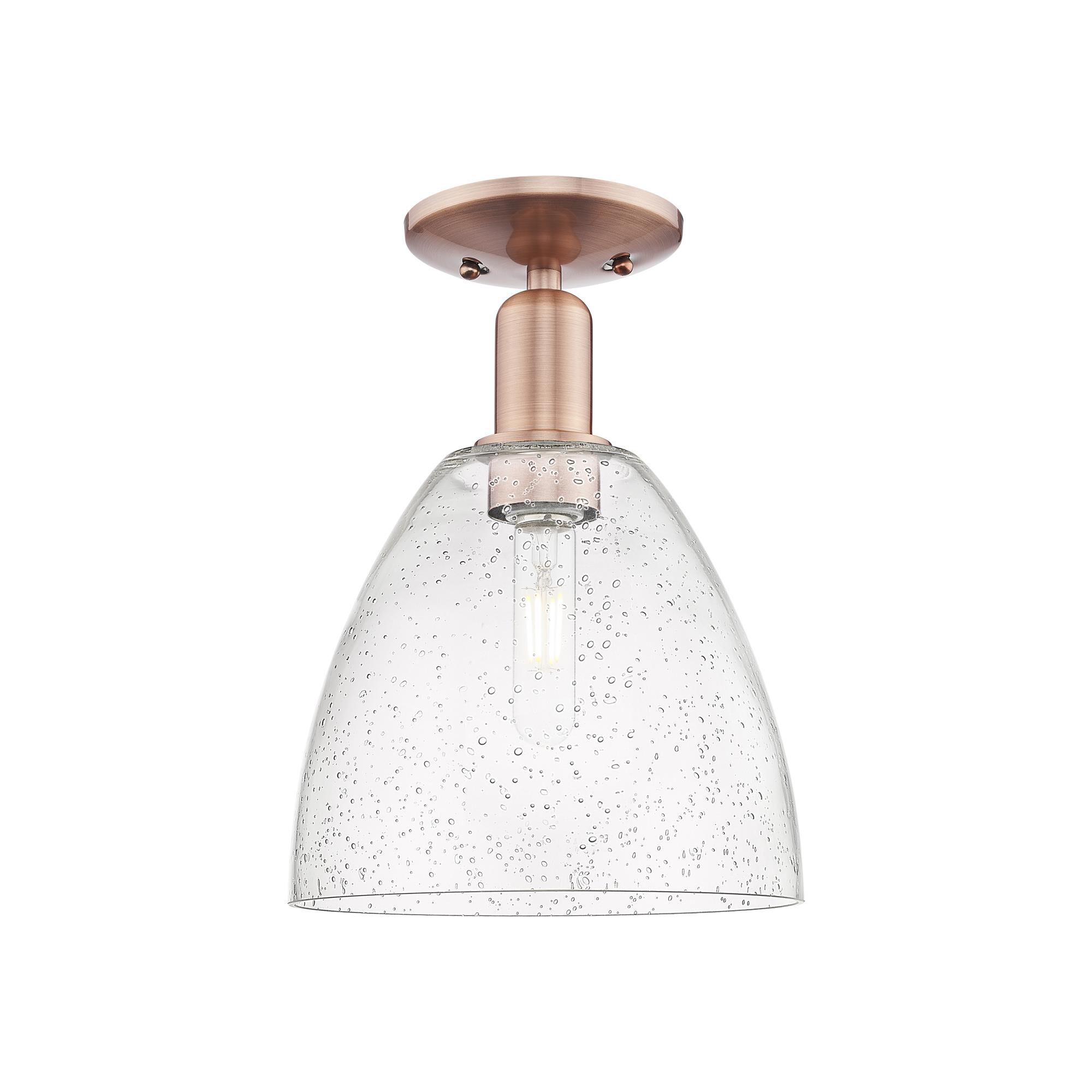 Shown in Antique Copper finish and Seedy glass