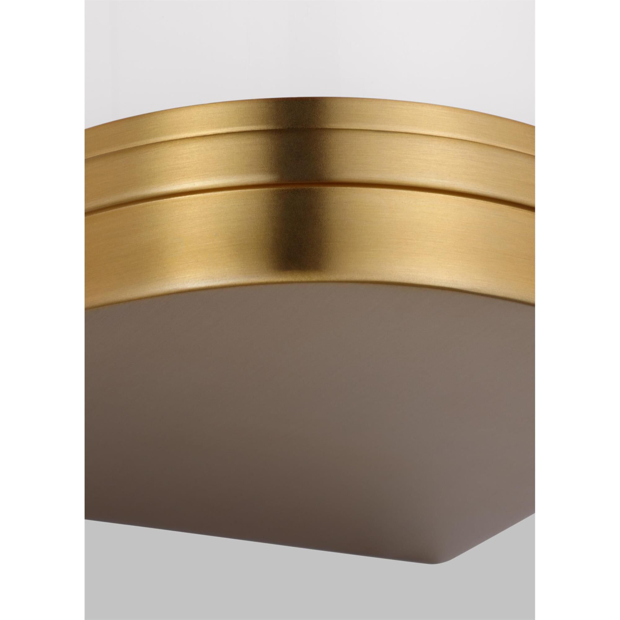 Shown in Burnished Brass finish and Opal Etched Glass shade