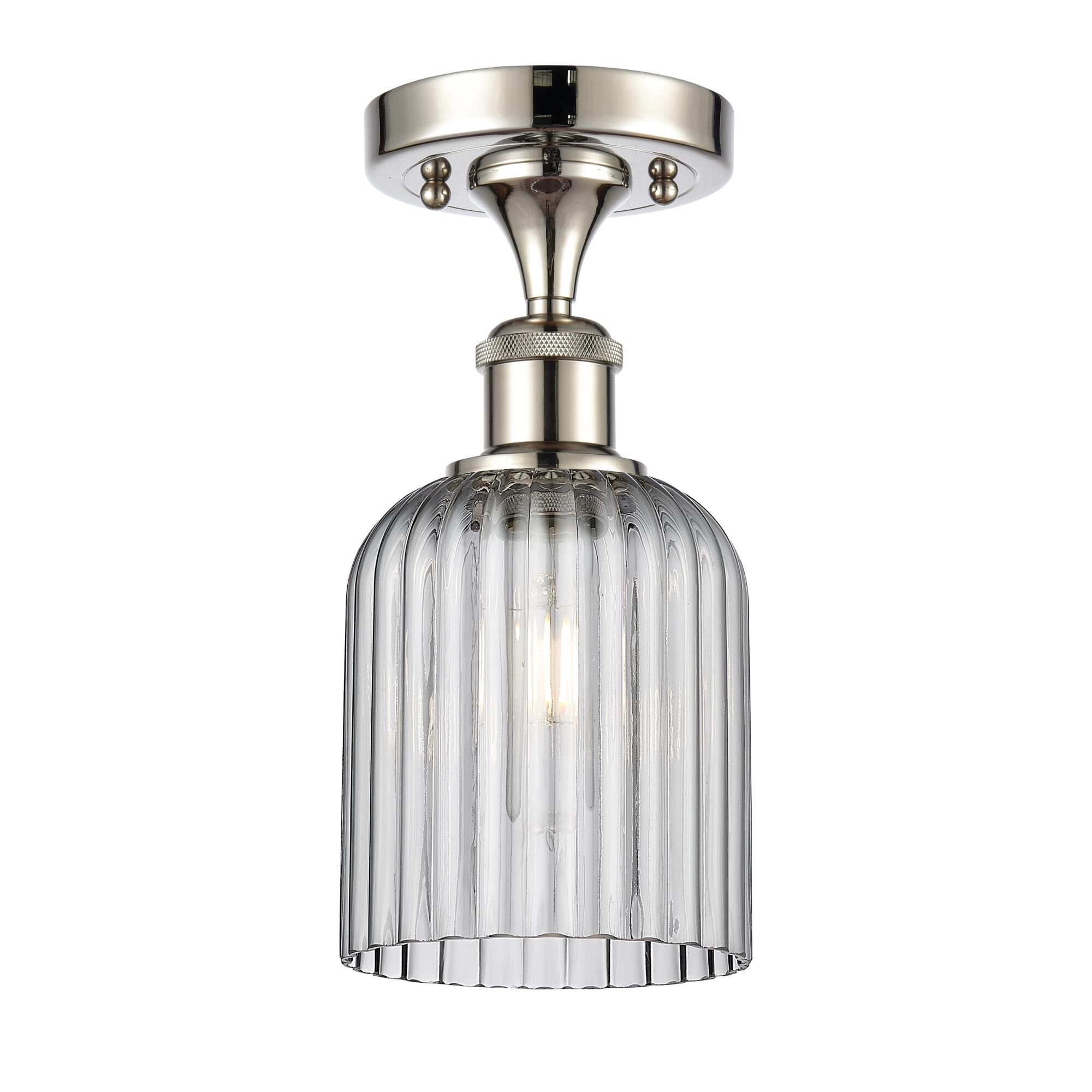 Shown in Polished Nickel finish and Light Smoke shade