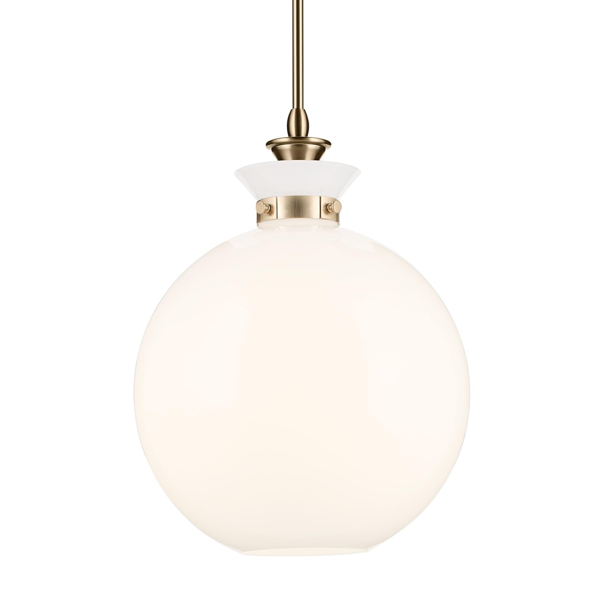 Shown in Champagne Bronze finish and Opal glass