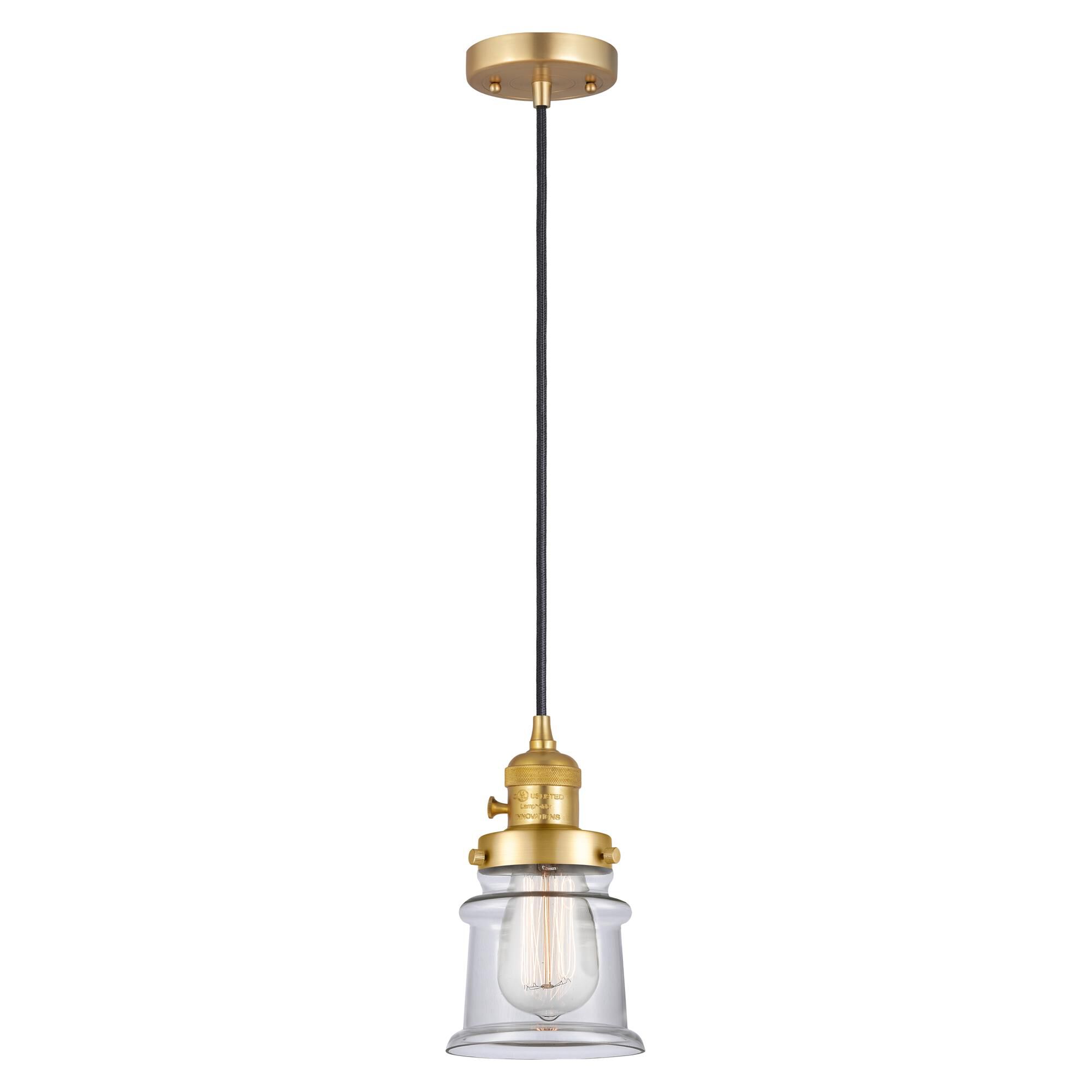 Shown in Satin Gold finish and Clear glass