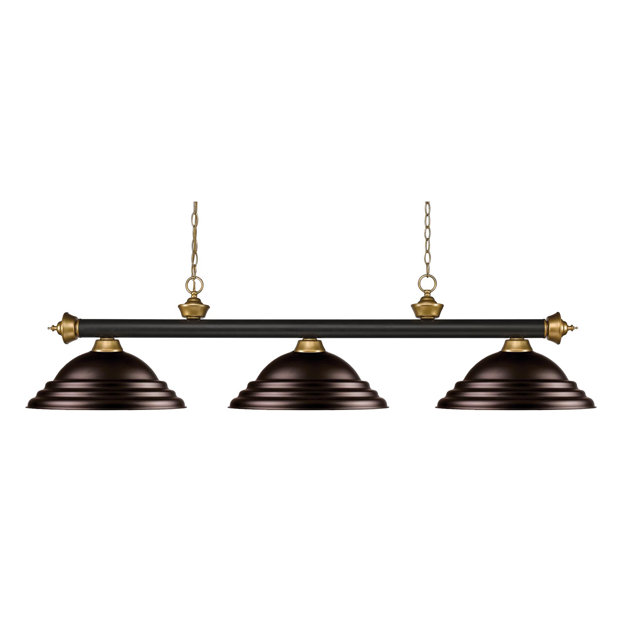 Shown in Bronze + Satin Gold finish and Steel glass and Steel shade