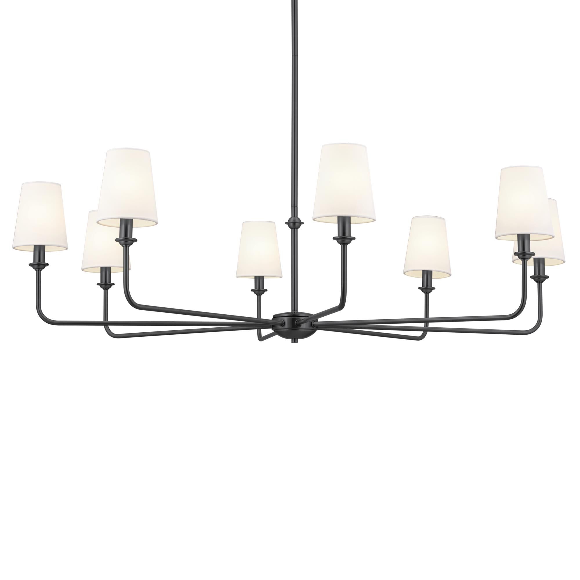 Shown in Black finish and Fabric and Bell shade