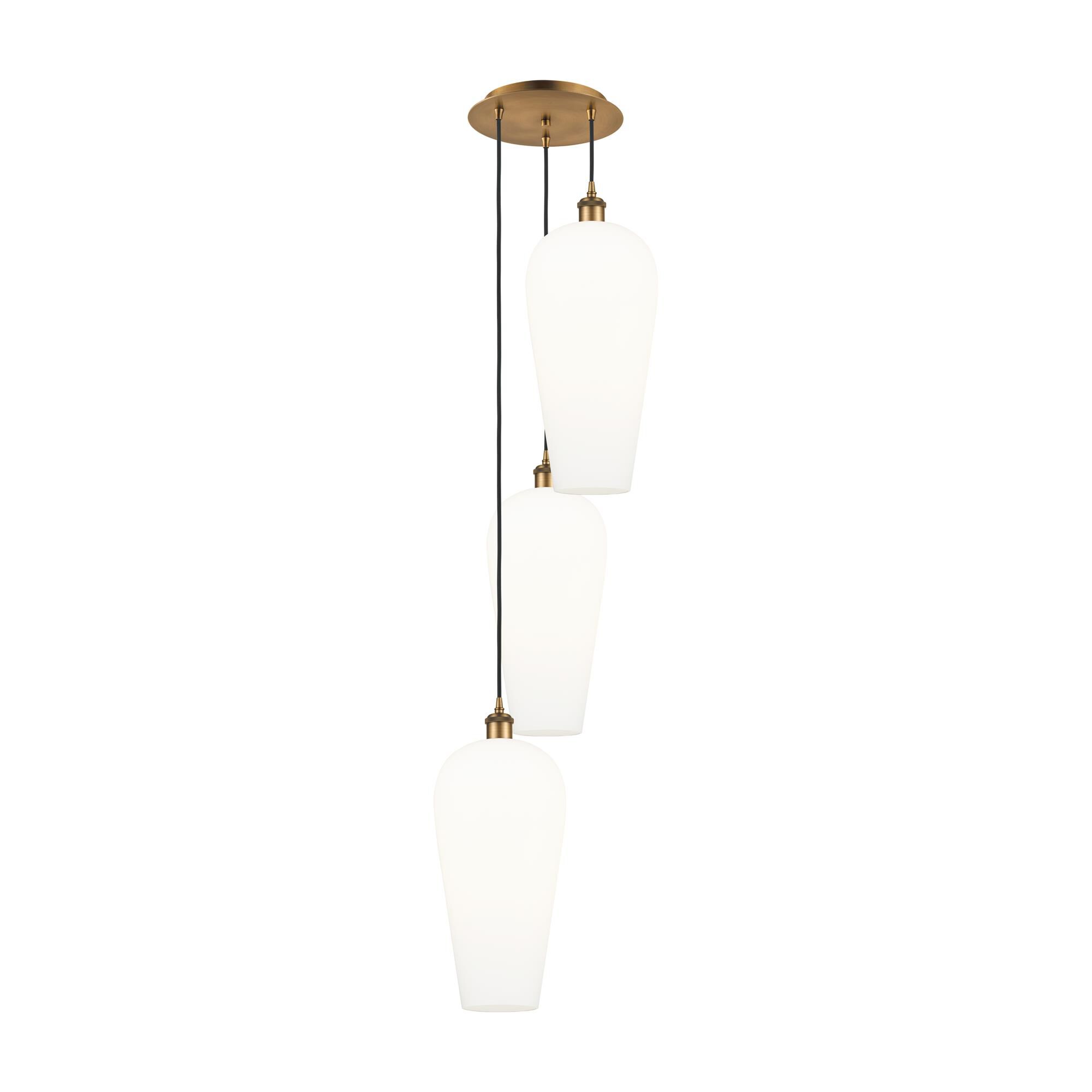 Shown in Brushed Brass finish and White glass