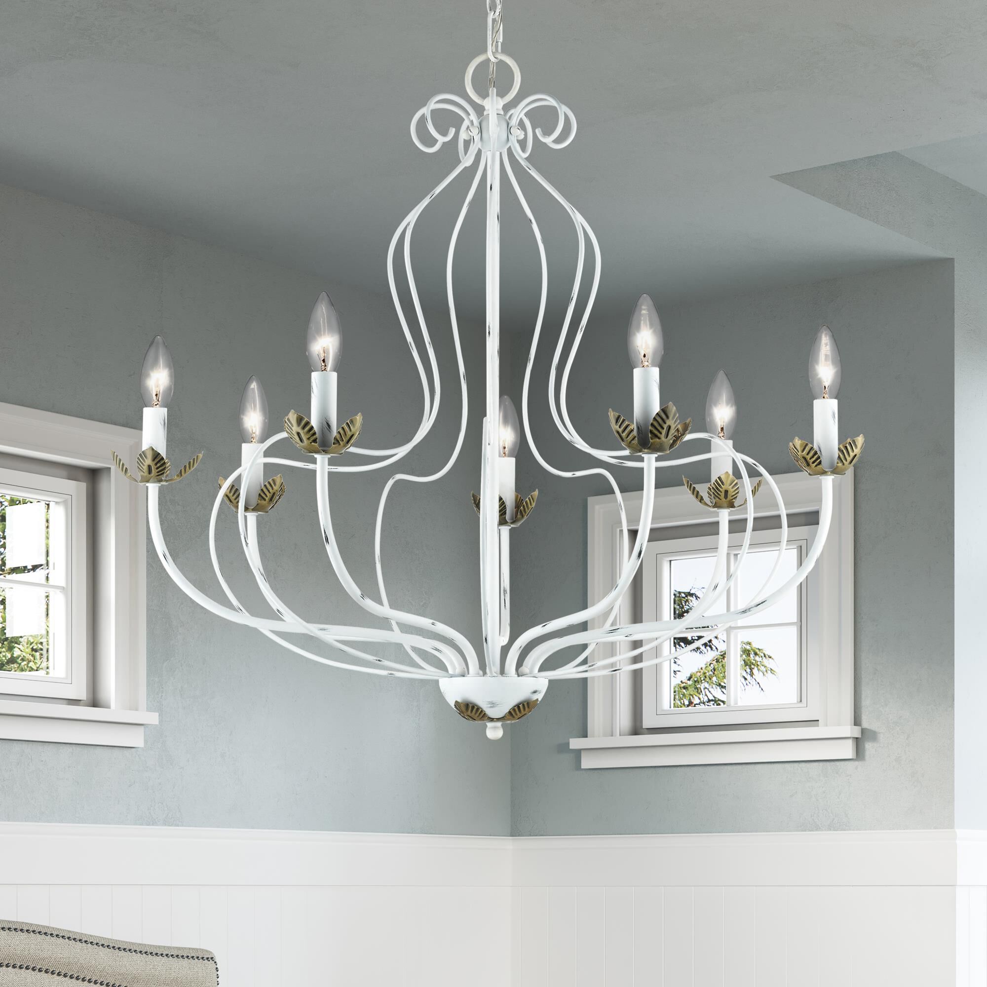 Shown in Antique White with Antique Brass Accents finish