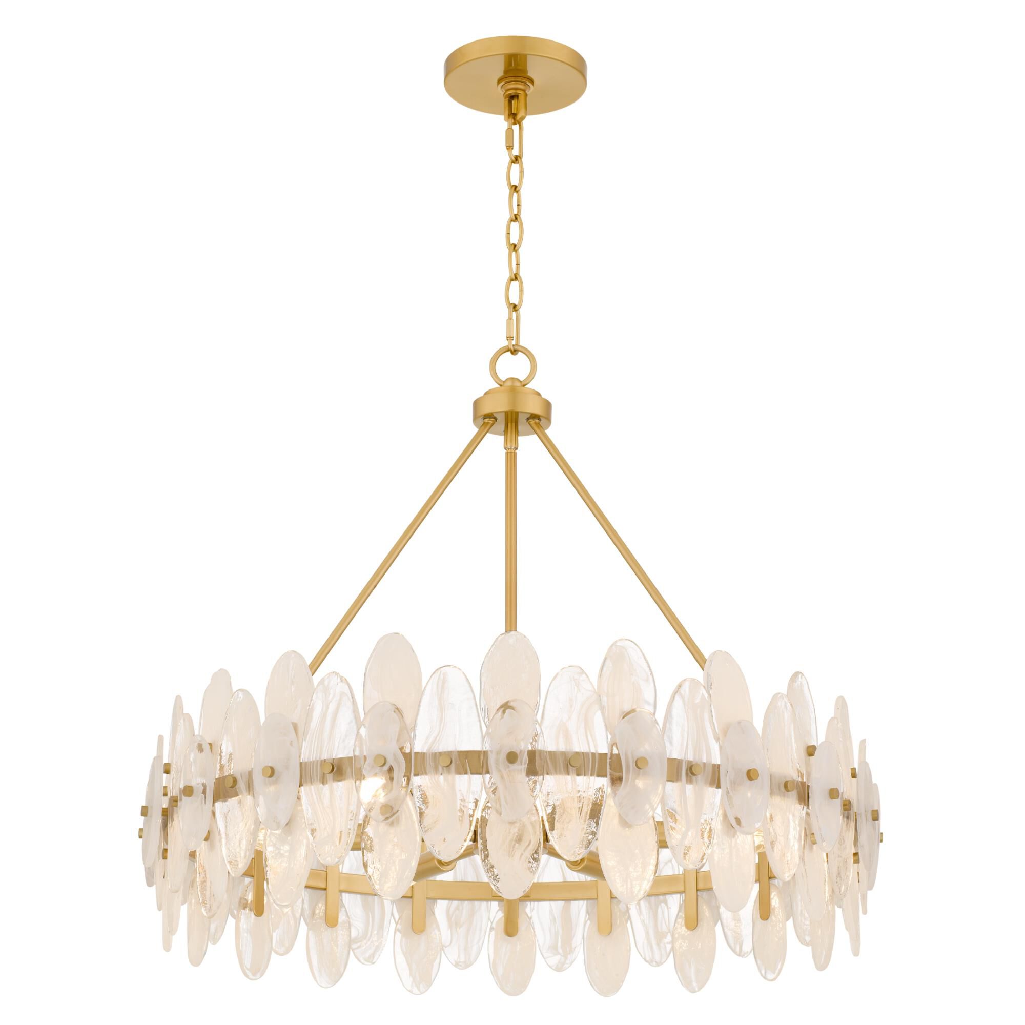 Shown in Brushed Gold finish and Glass shade