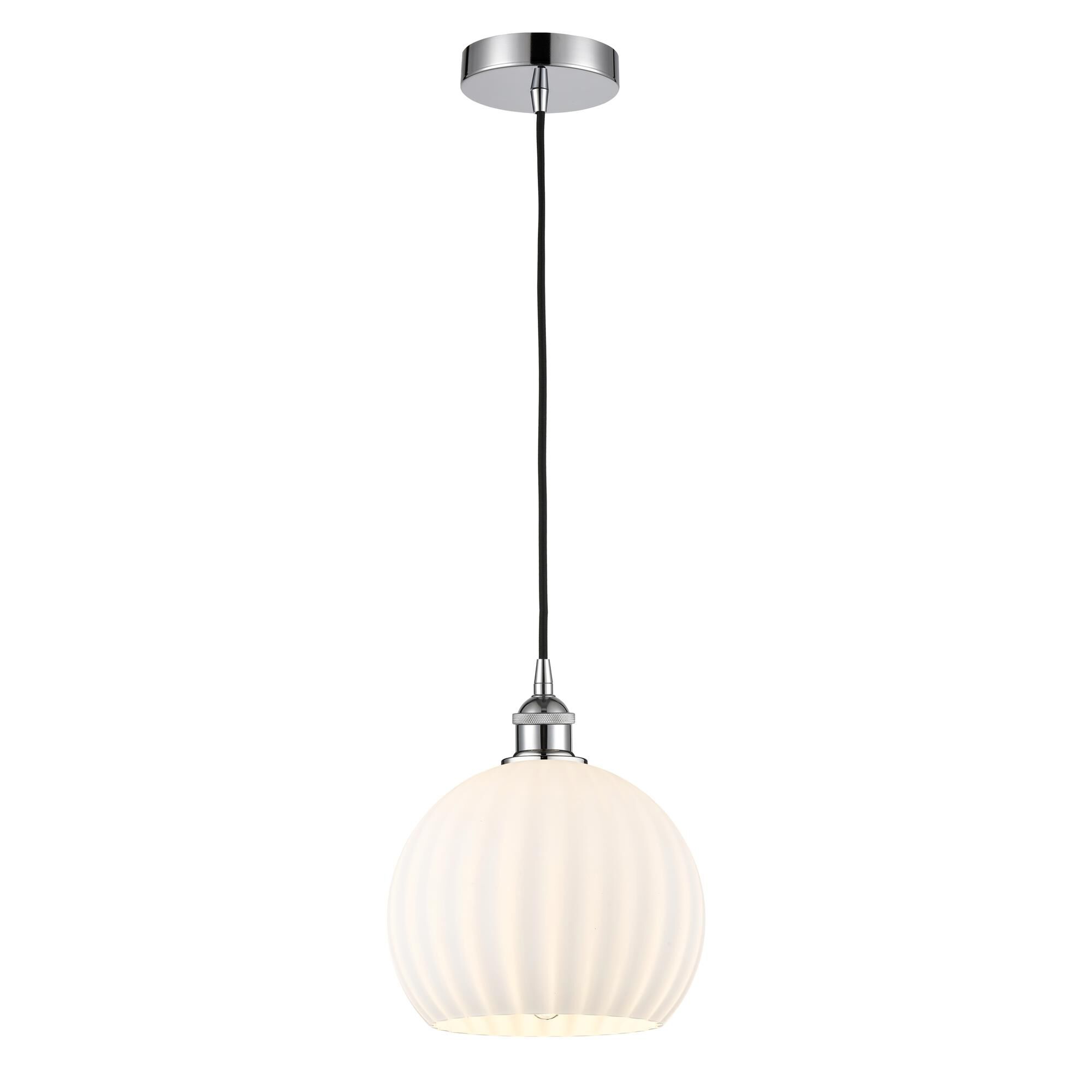Shown in Polished Chrome finish and White Venetian glass