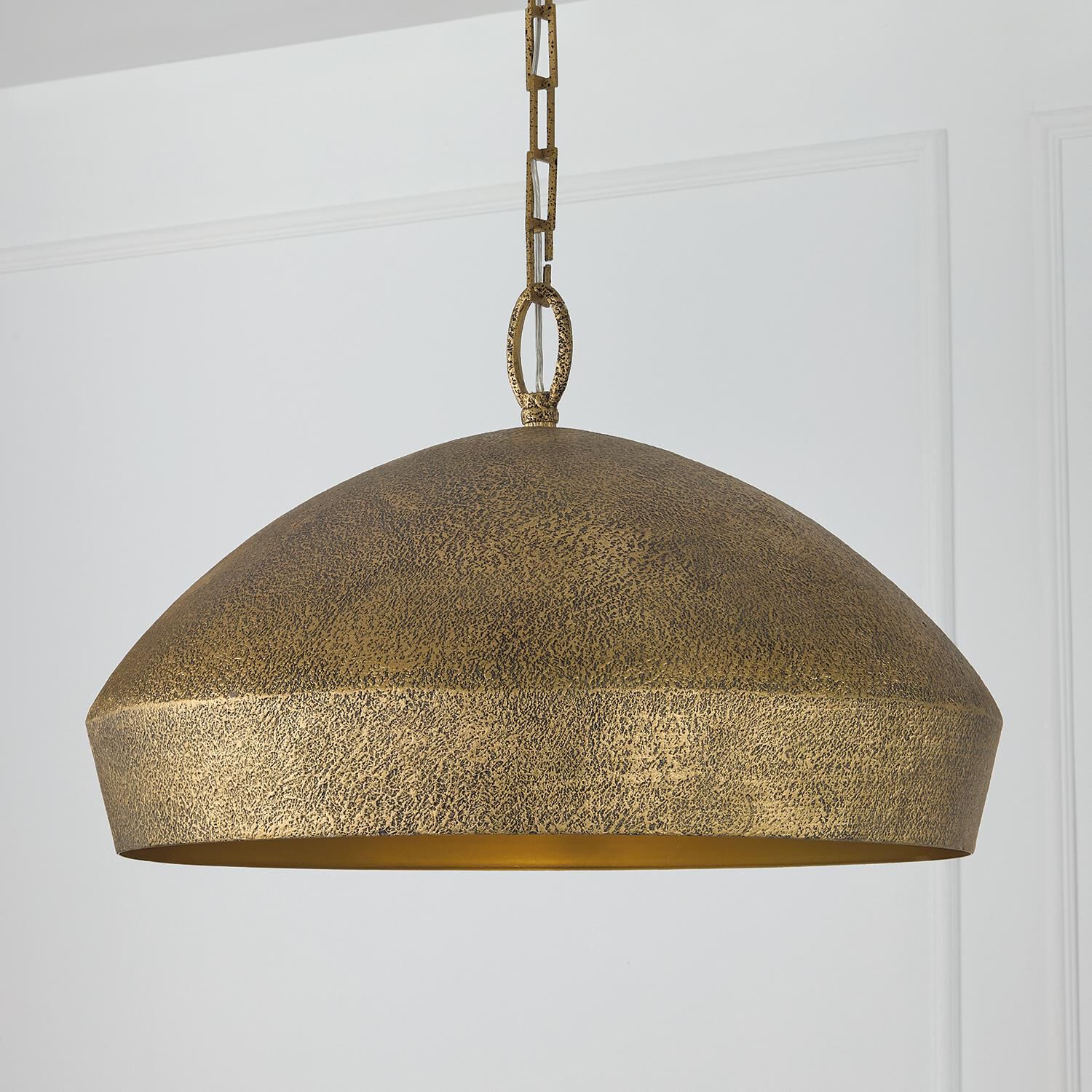 Shown in Artisan Gold finish and Textured Metal shade