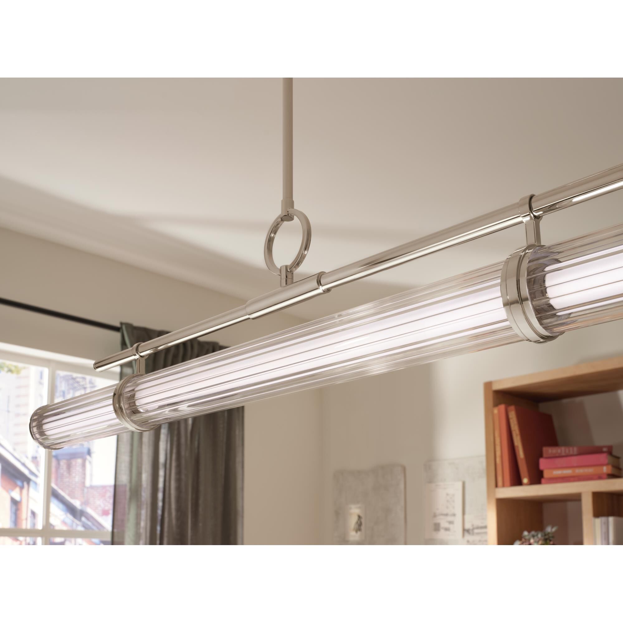 Shown in Polished Nickel finish and Clear Fluted glass