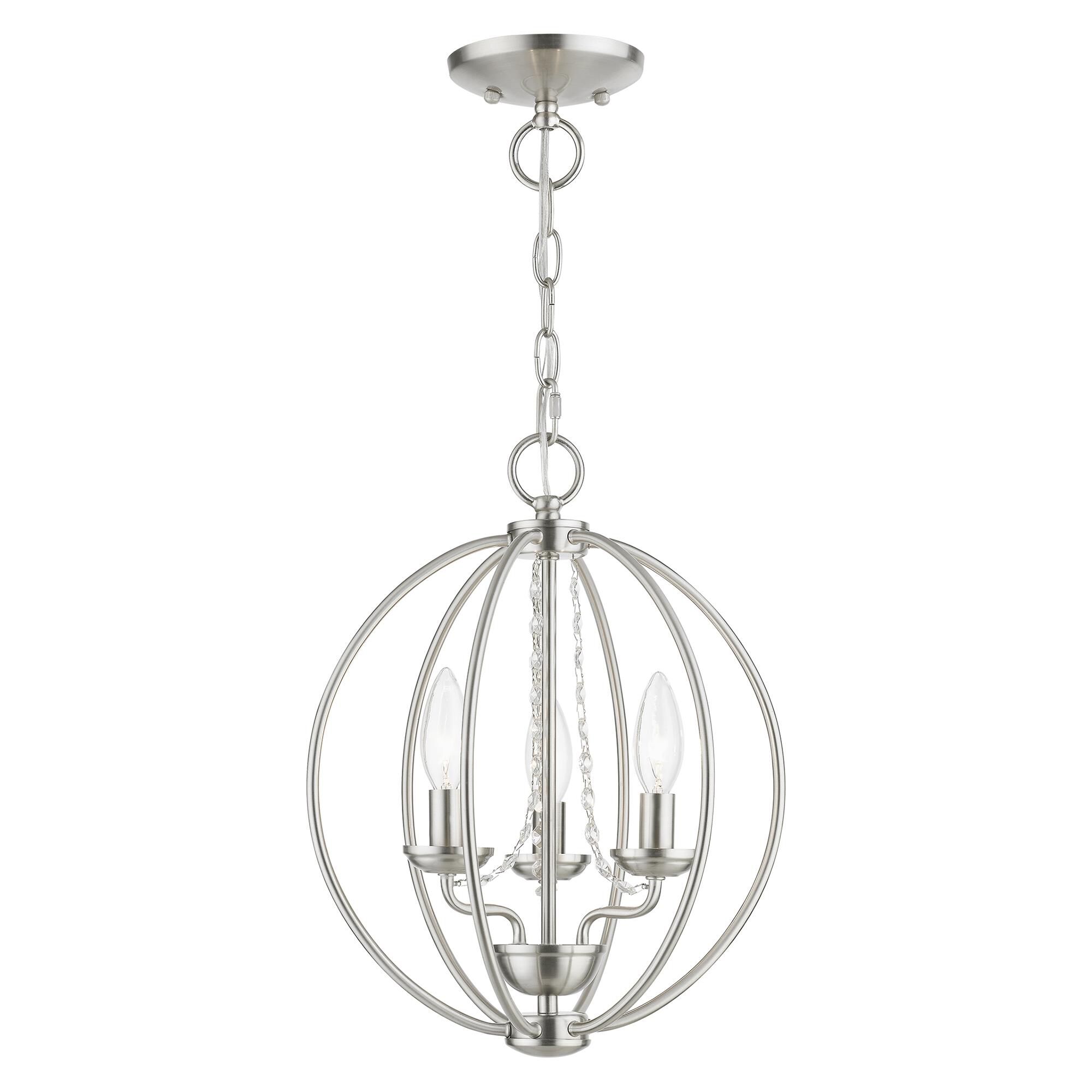 Shown in Brushed Nickel finish and Clear Crystals shade