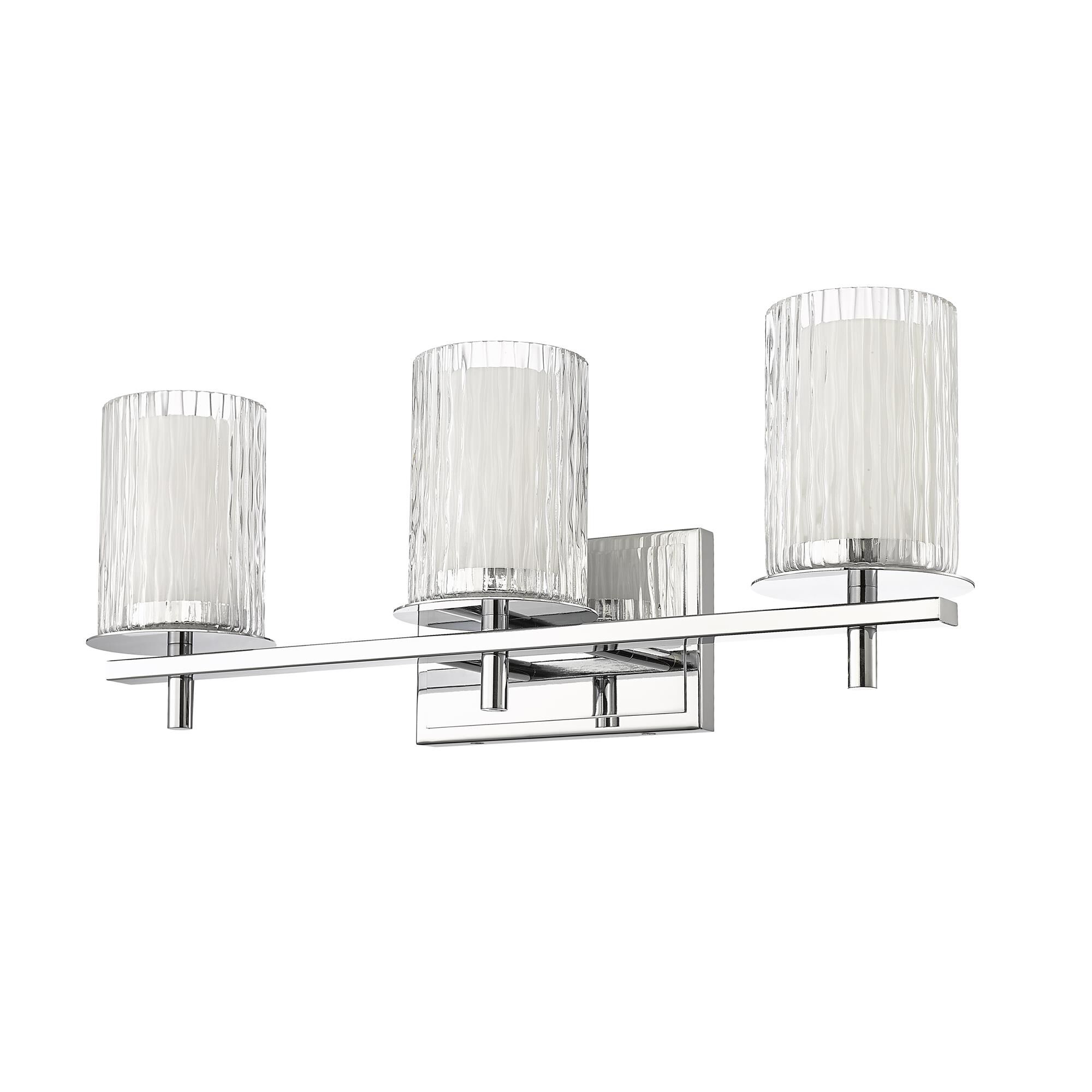 Shown in Chrome finish and Clear and Etched Opal glass