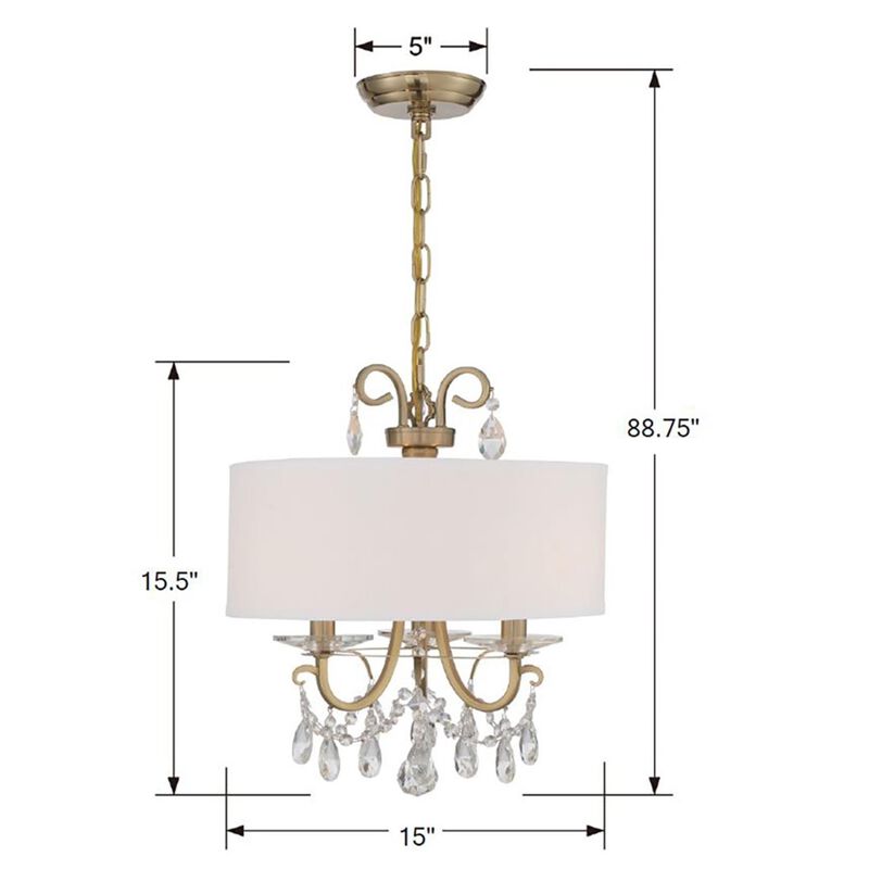 Othello 15 Inch 3 Light Mini Chandelier by Crystorama