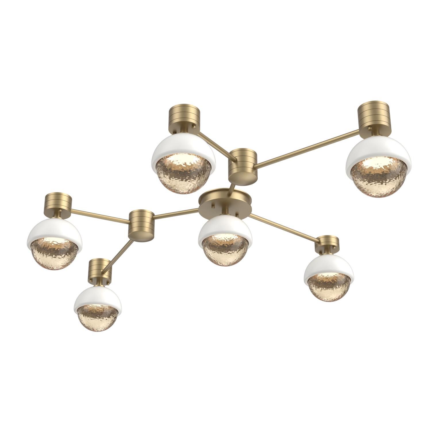 Shown in Gilded Brass finish and Amber glass and Salt White accent