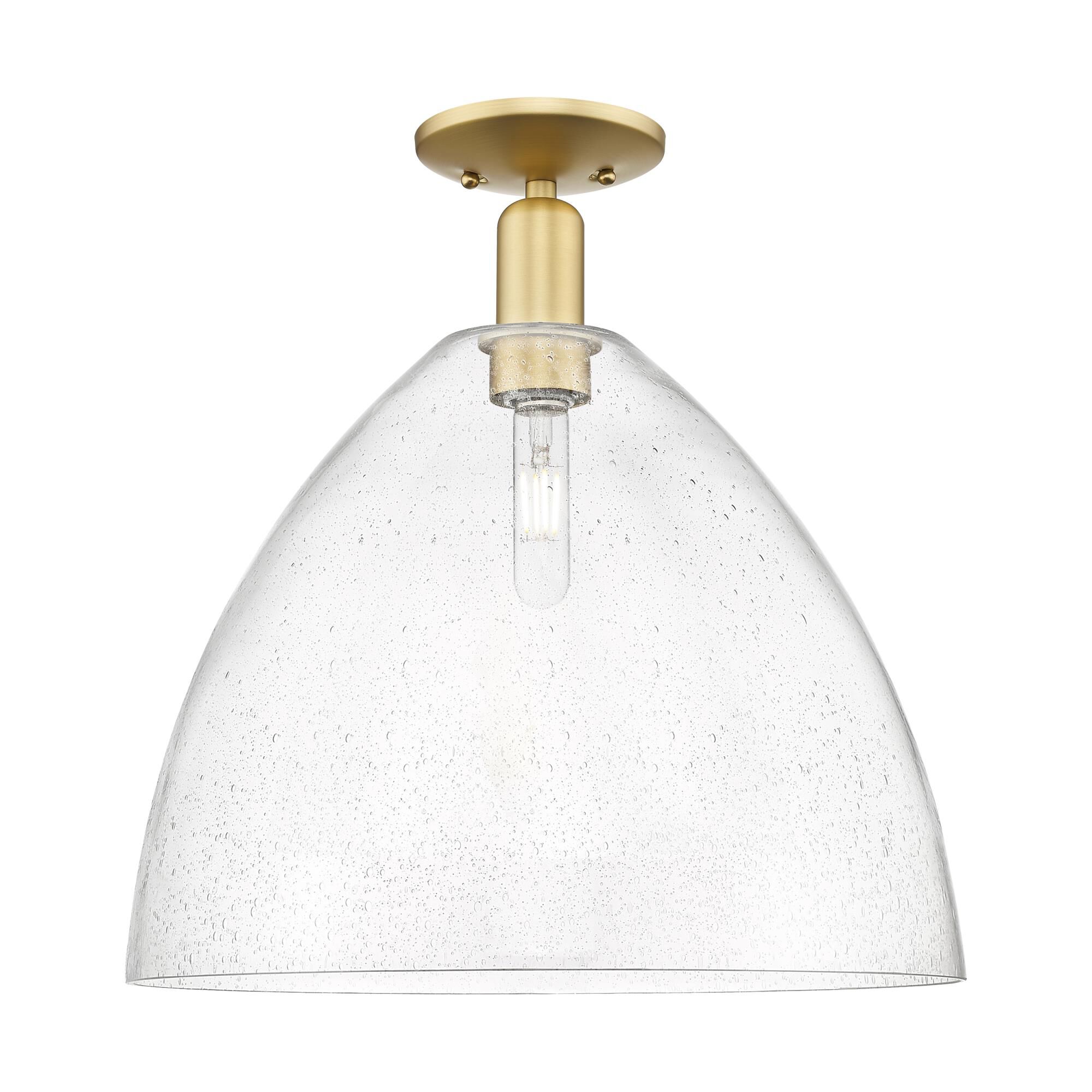 Shown in Satin Gold finish and Seedy glass