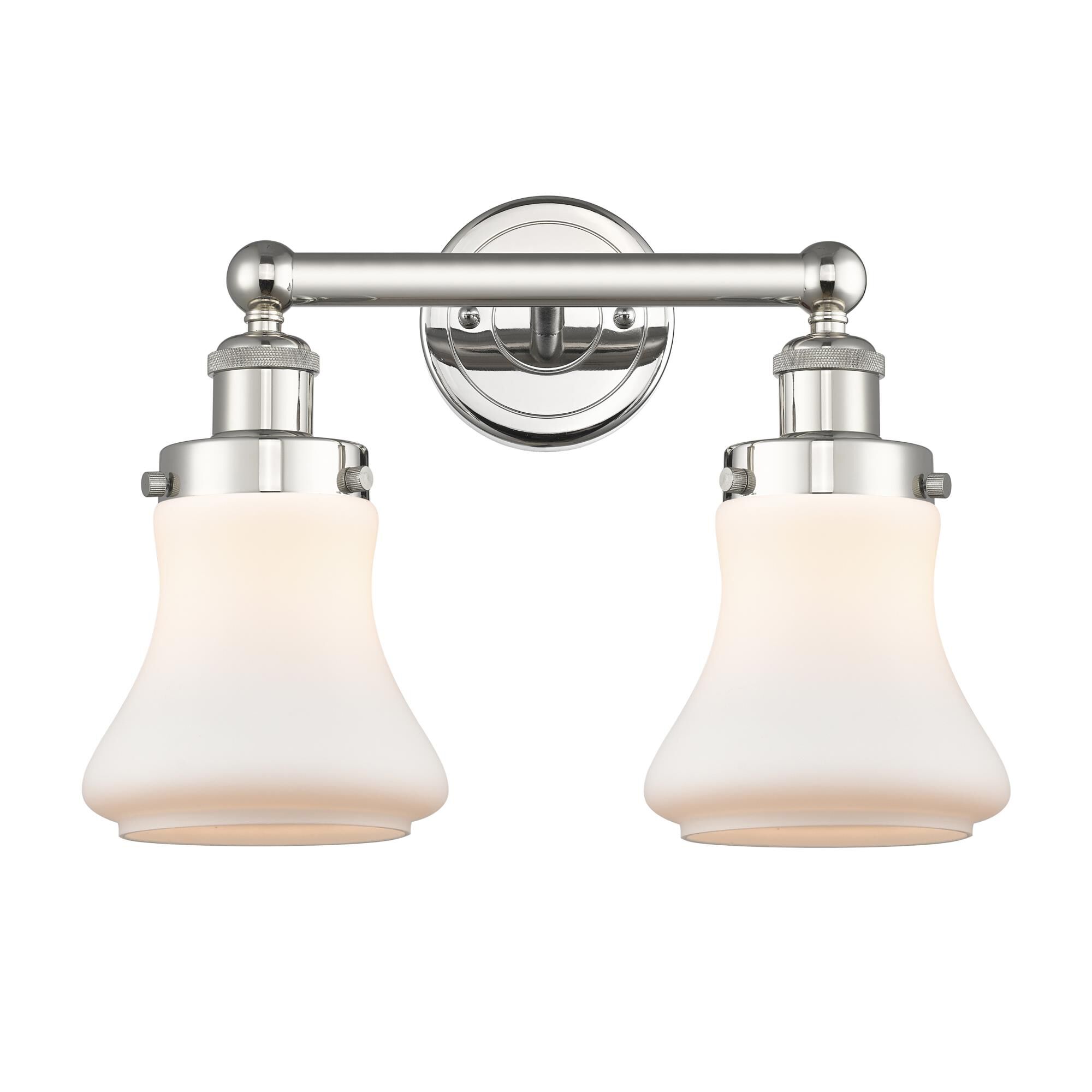 Shown in Polished Nickel finish and Matte White glass