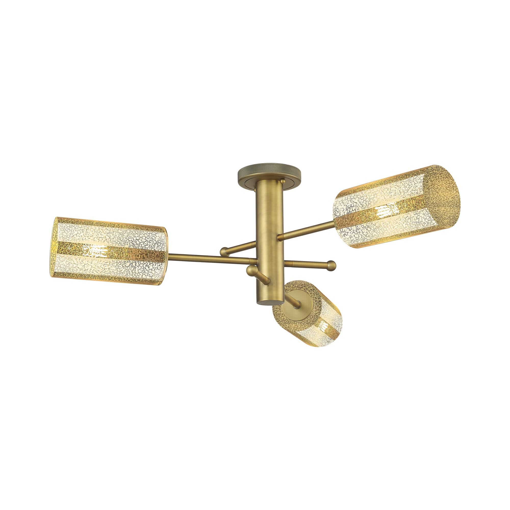 Shown in Brushed Brass finish and Mercury shade