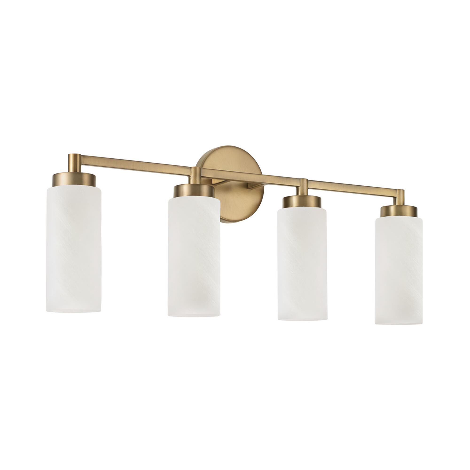 Shown in Aged Brass finish and Faux Alabaster glass