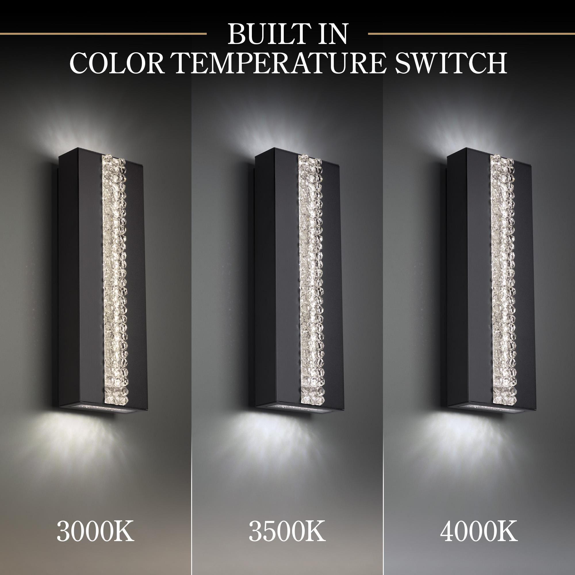 Shown in Black finish and Clear Optic Crystal glass