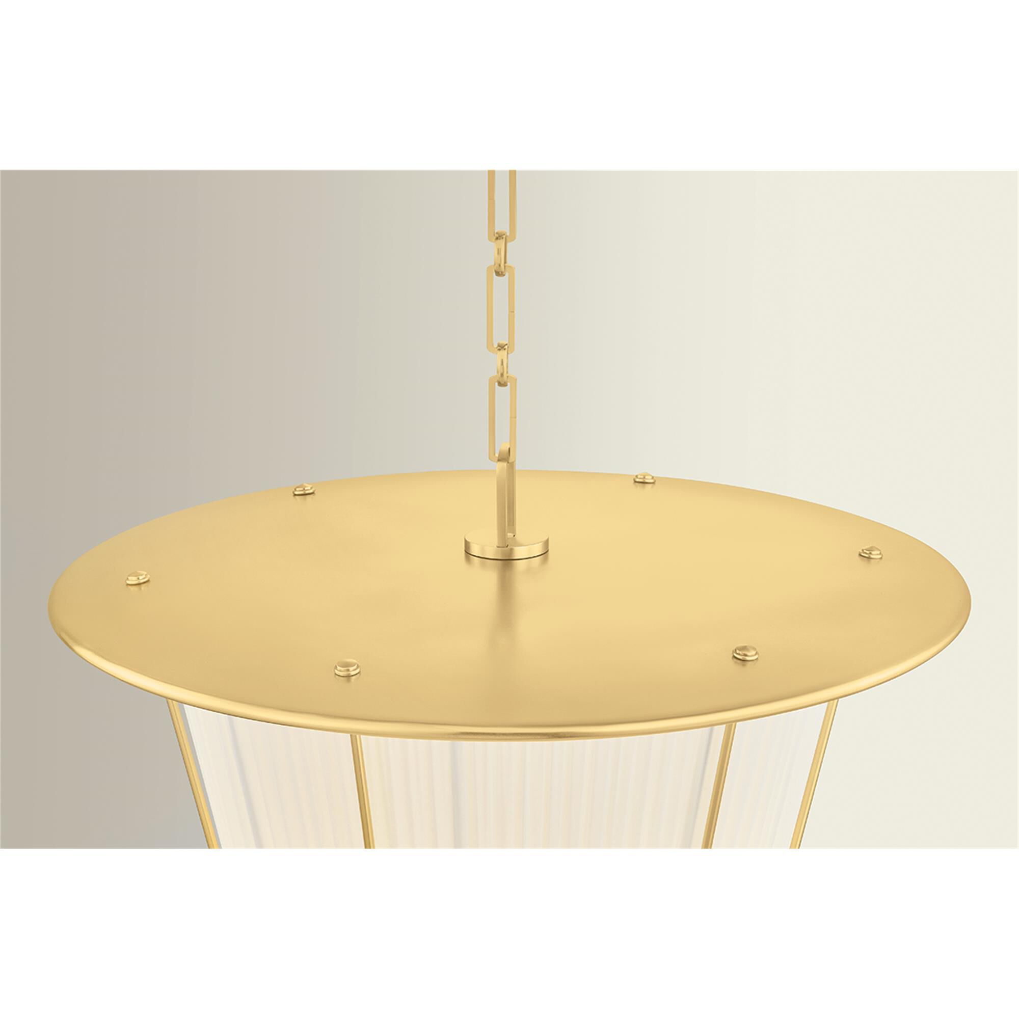 Shown in Aged Brass finish and Ivory Silk shade