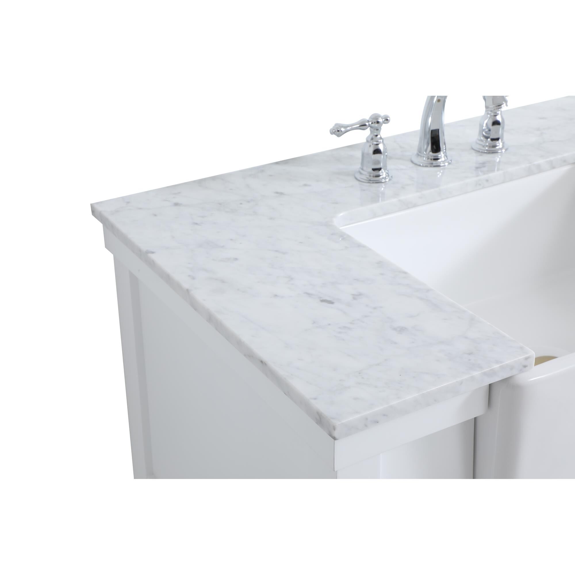 Shown in White finish and Without Backsplash accent