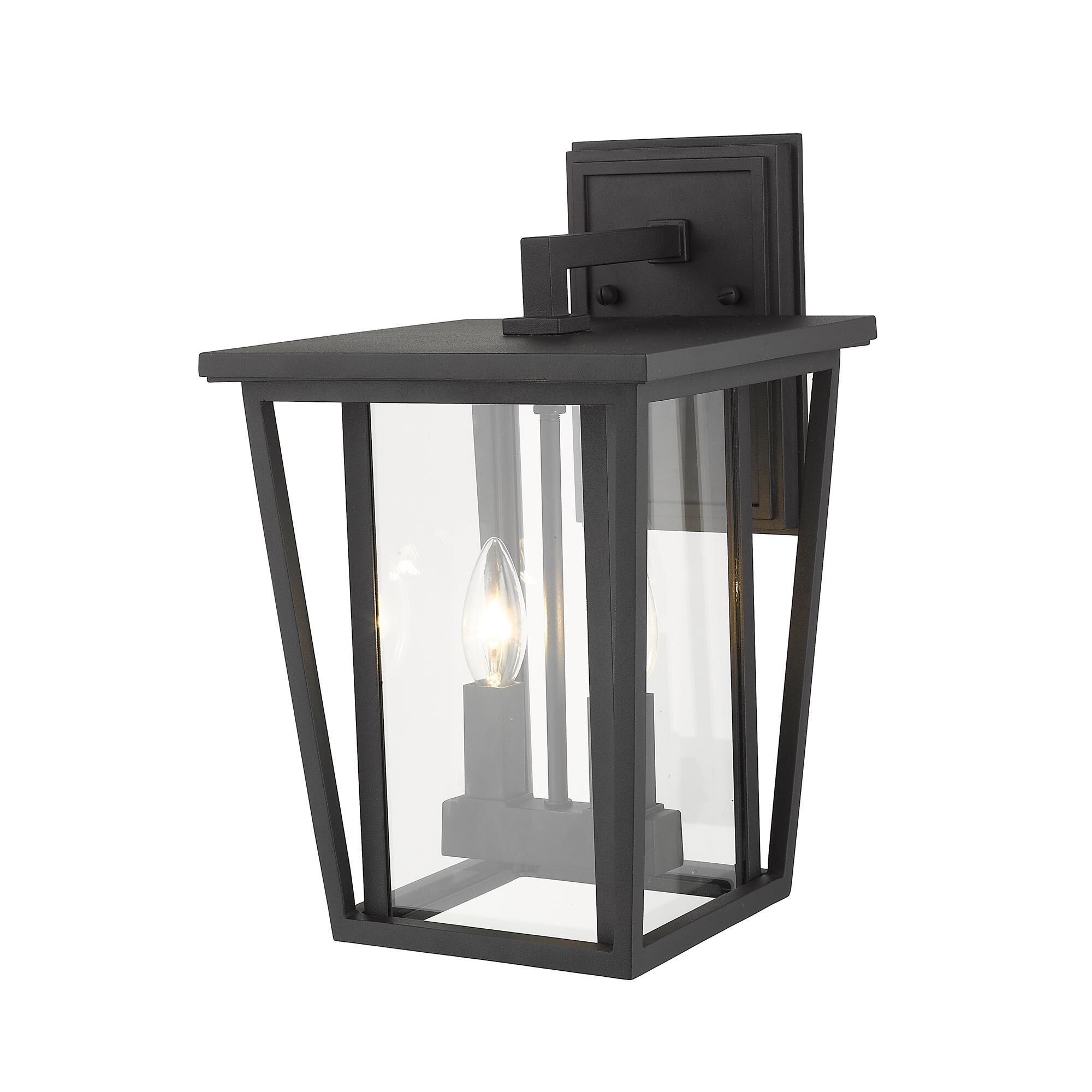 Shown in Black finish and Glass shade