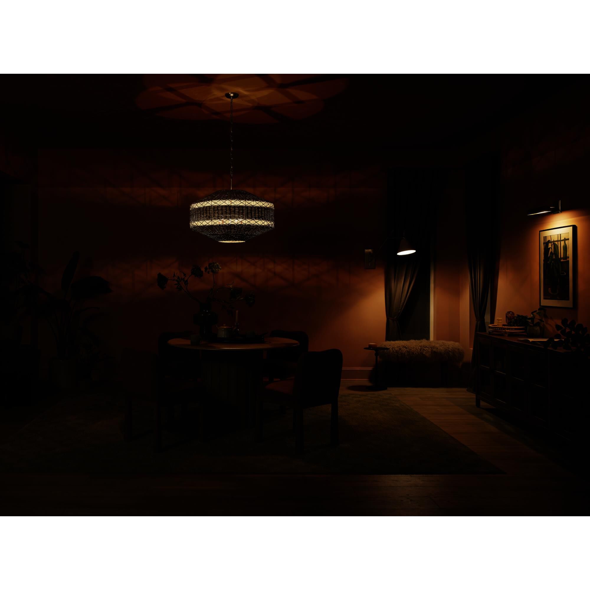 Shown in Champagne Bronze finish and Natural Fibers Textured shade