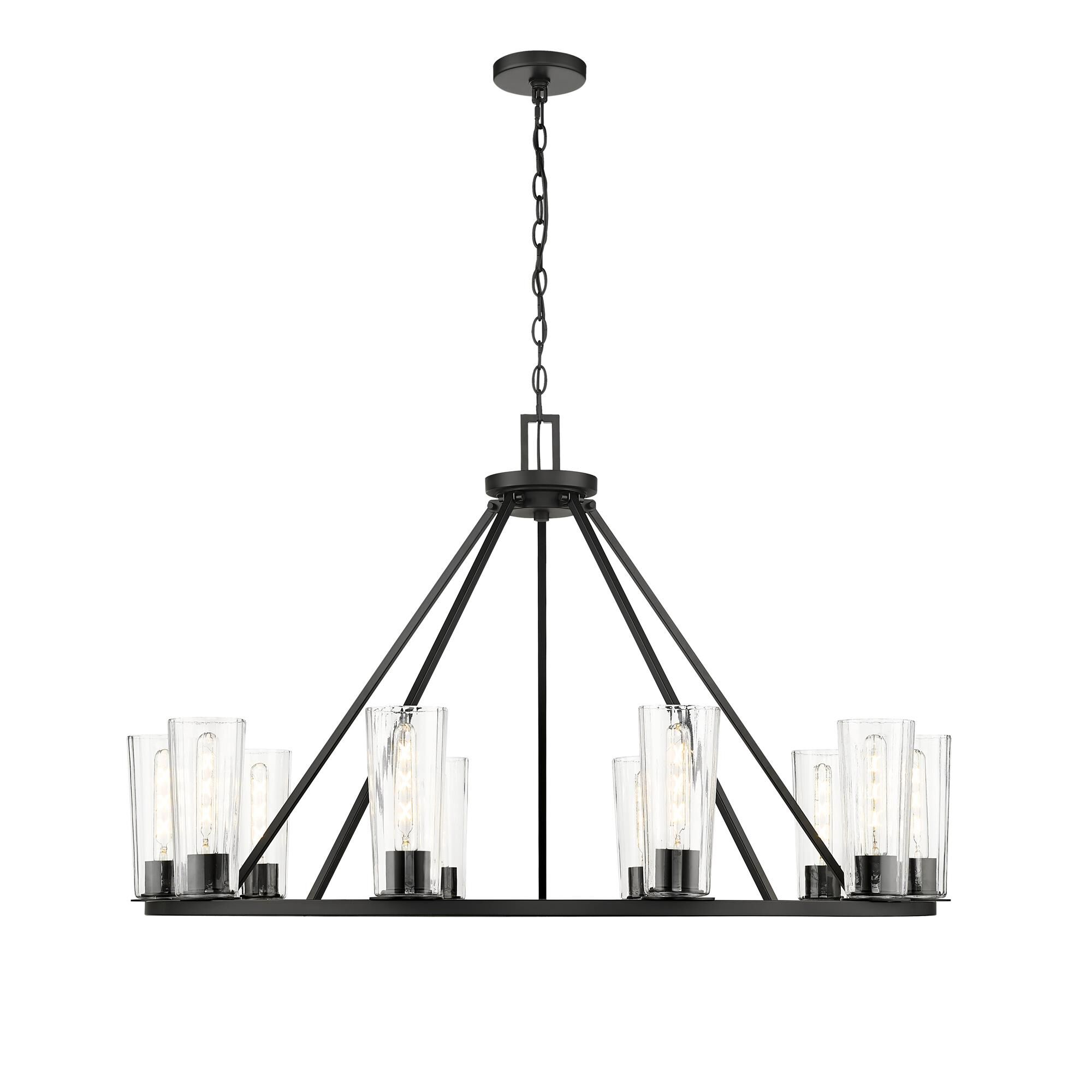 Shown in Matte Black finish and Clear glass and Clear shade