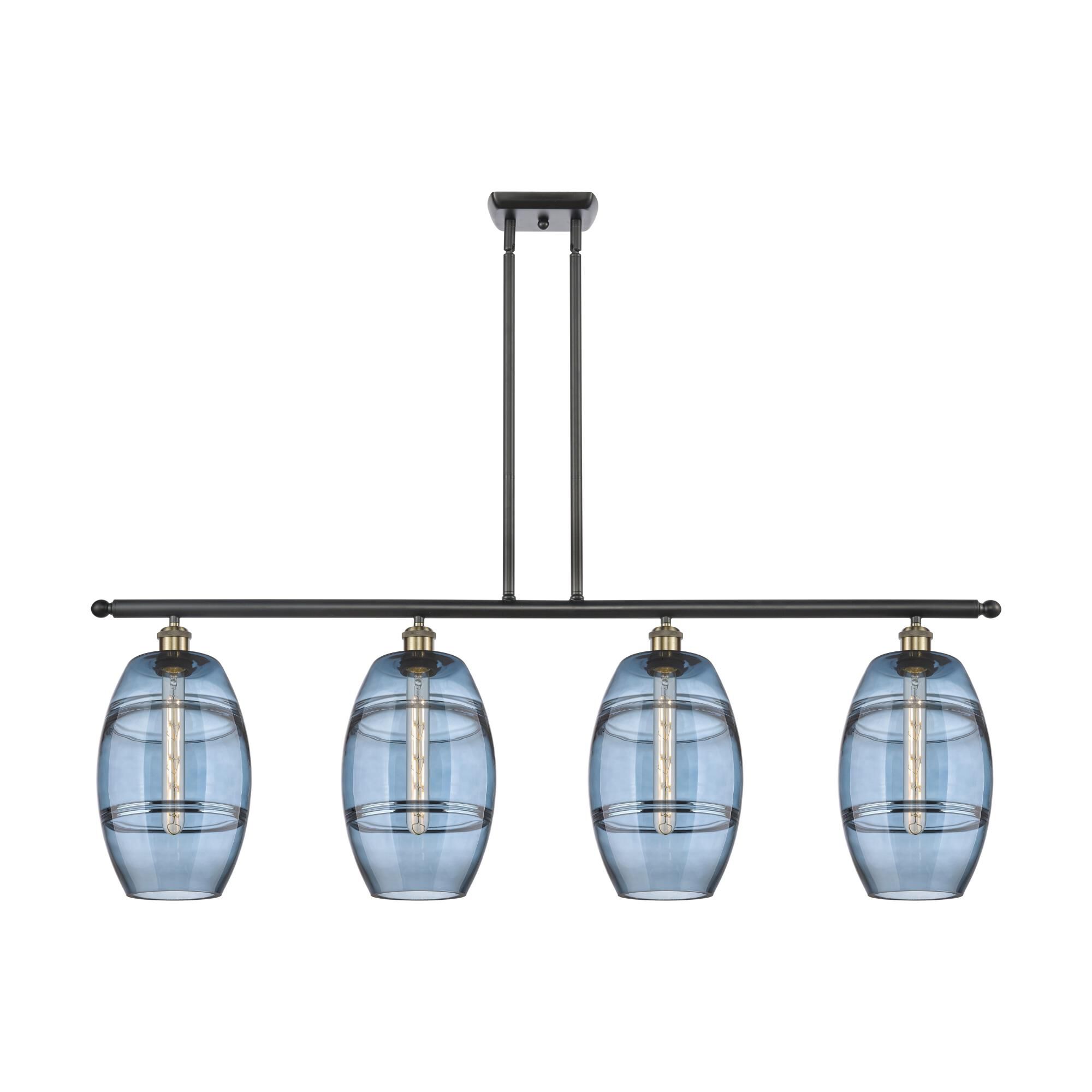 Shown in Black Antique Brass finish and Princess Blue glass