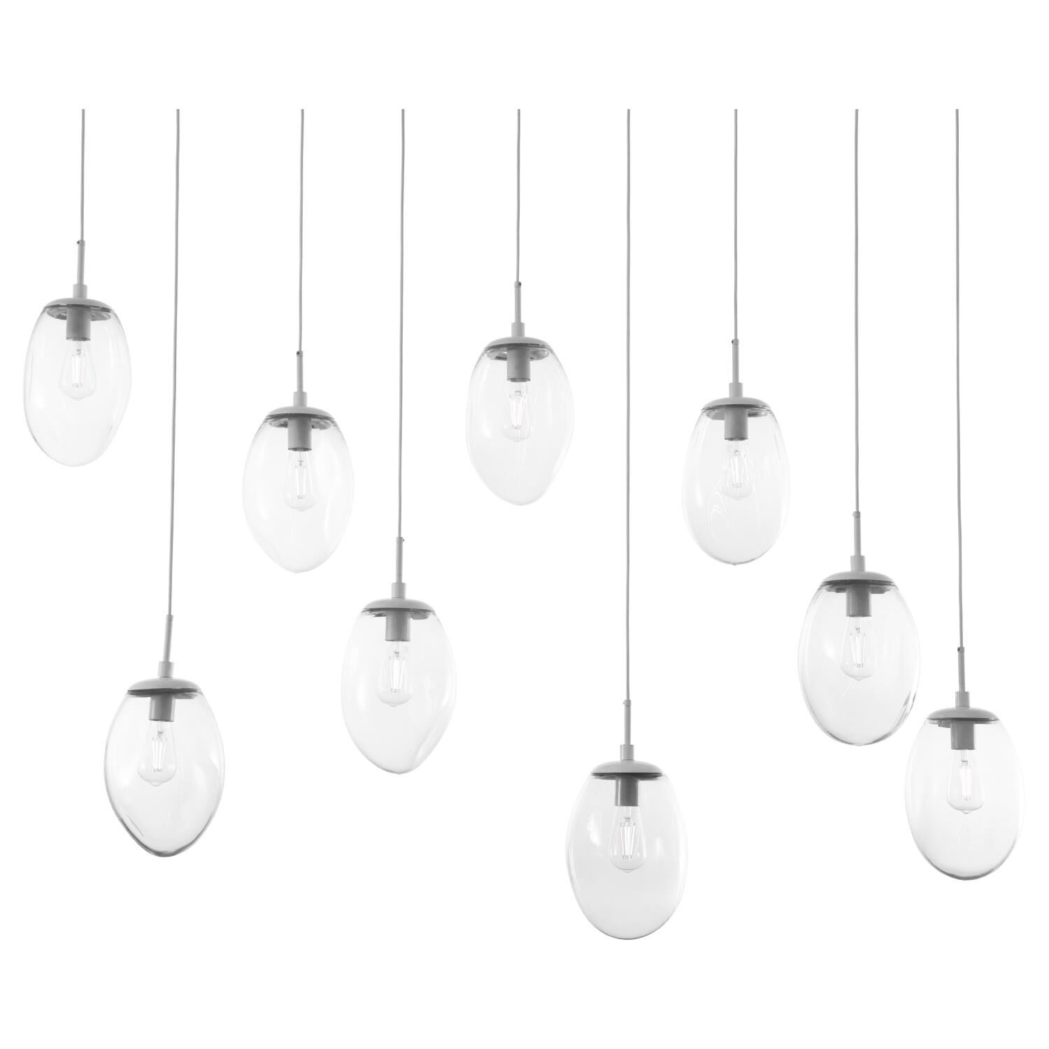 Shown in Metallic Beige Silver finish and Blown Clear glass