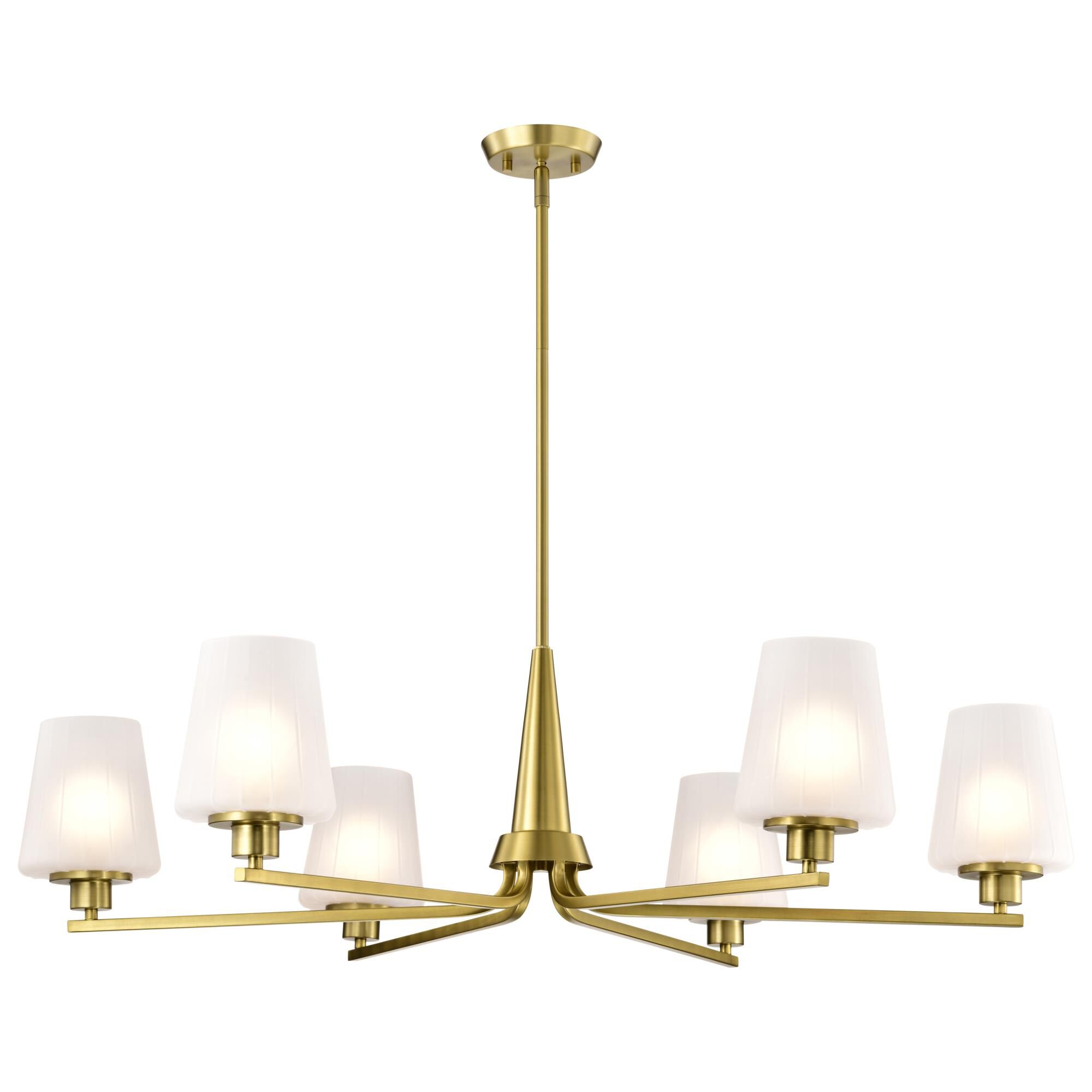 Shown in Vintage Brass finish and Etched White glass